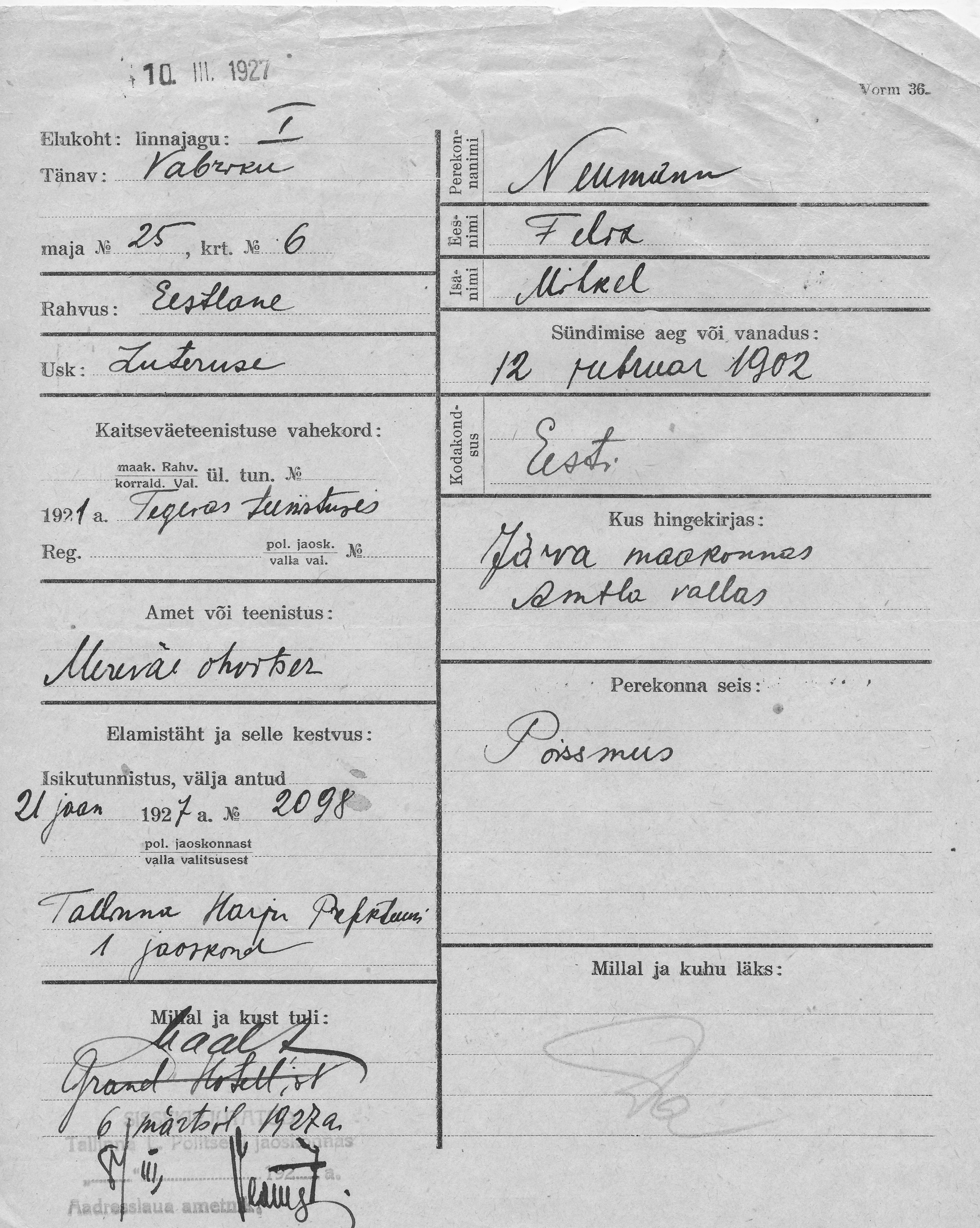 Neumann, Felix, Mihkel