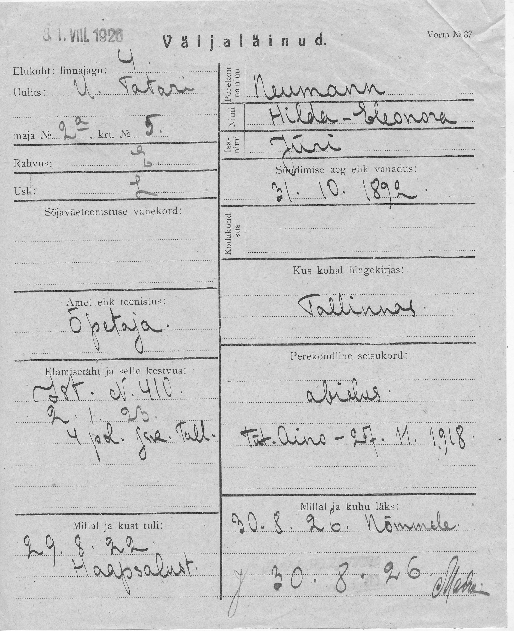 Neumann, Hilda-Eleonore, Jüri