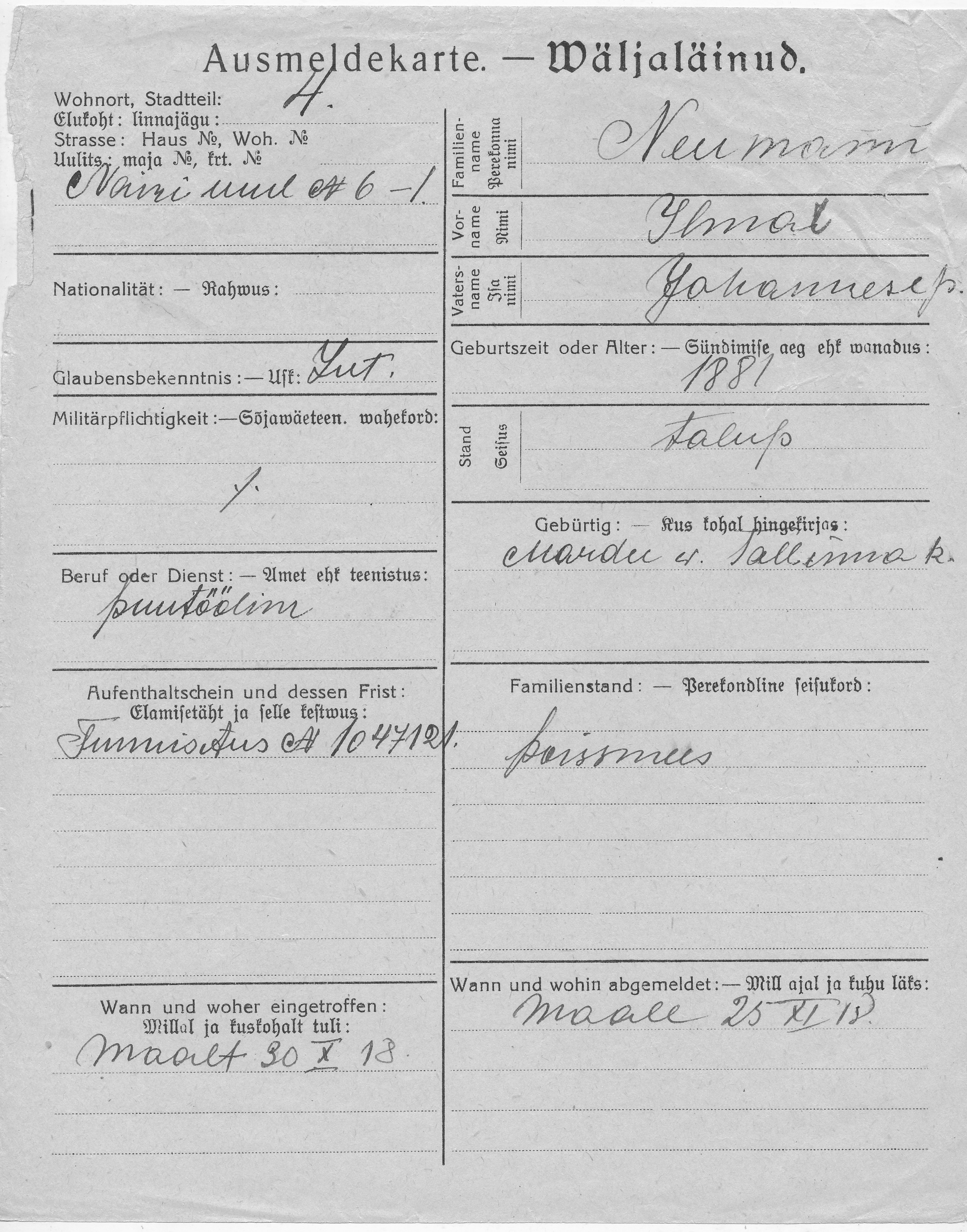 Neumann, Ilmar, Johannes