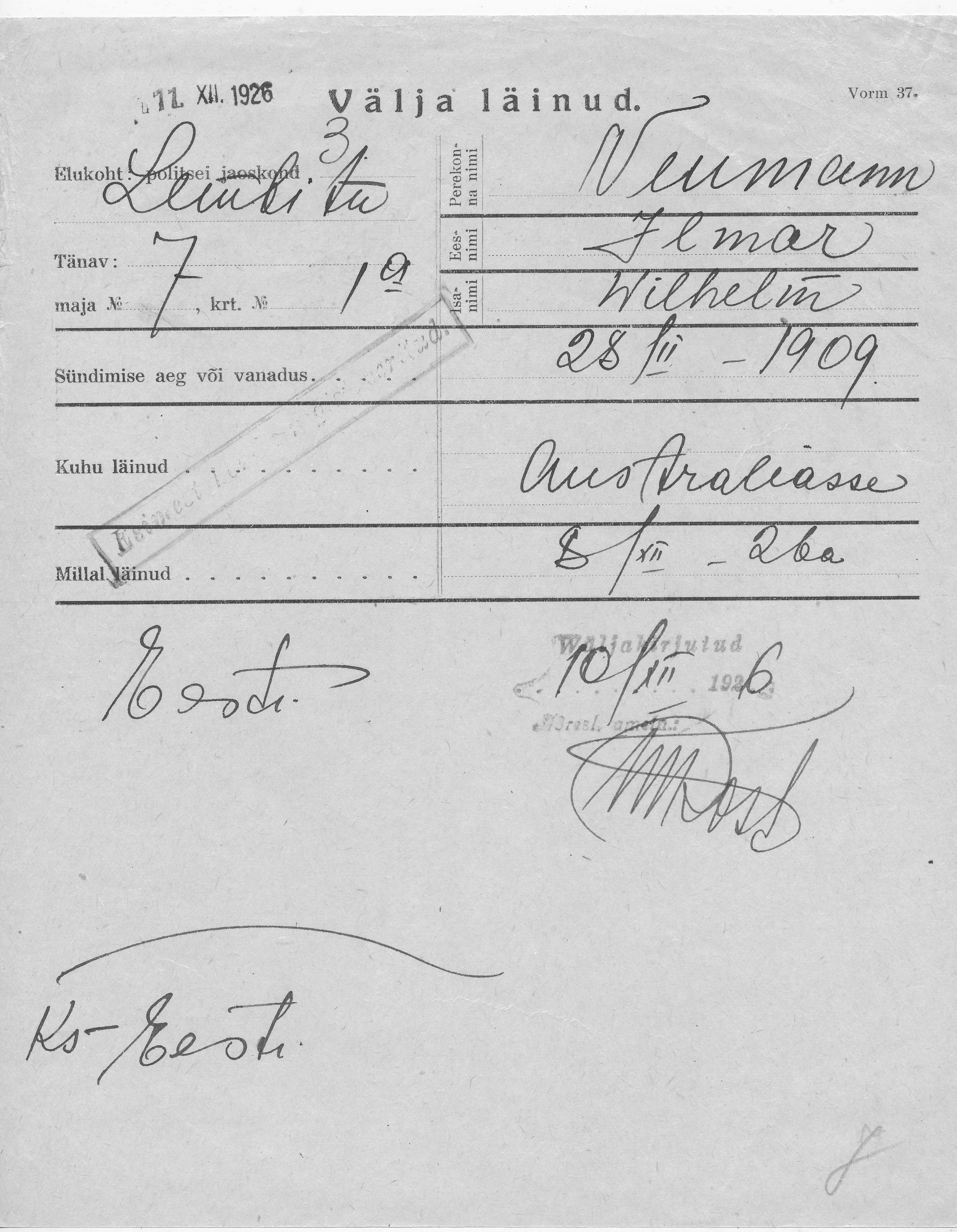 Neumann, Ilmar, Wilhelm