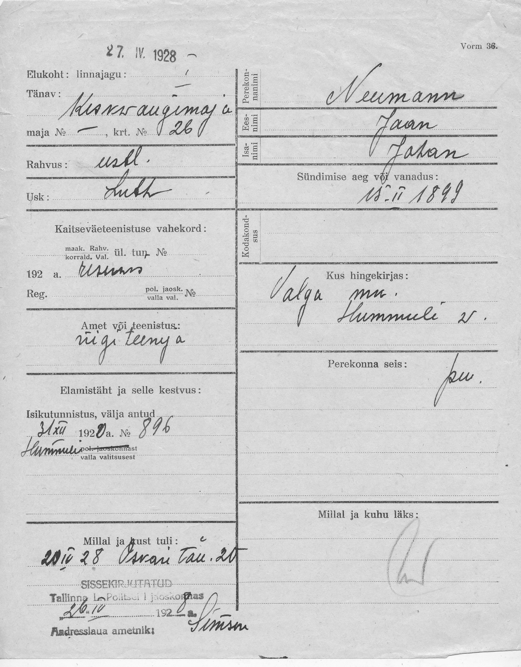 Neumann, Jaan, Johan