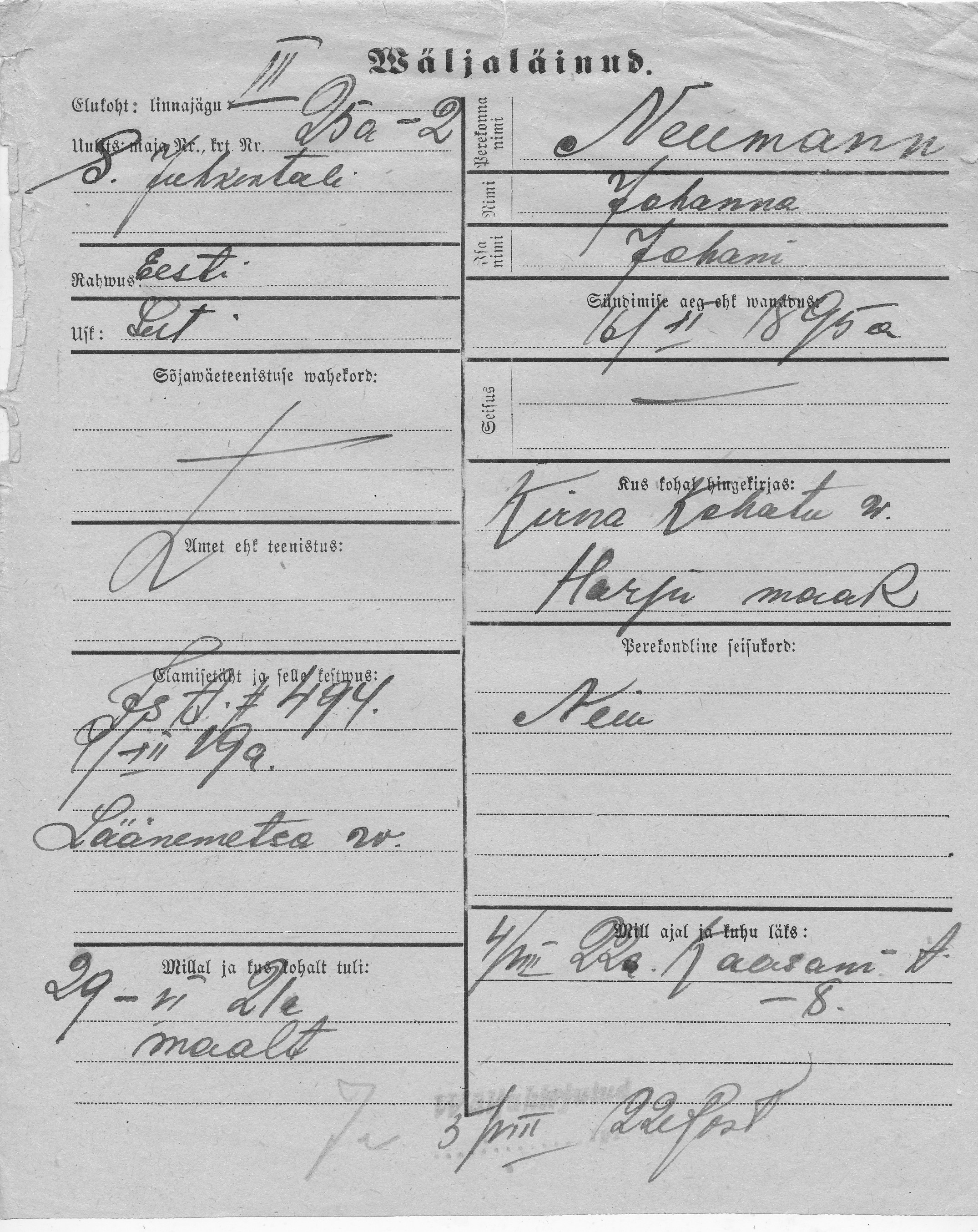 Neumann, Johanna, Johan