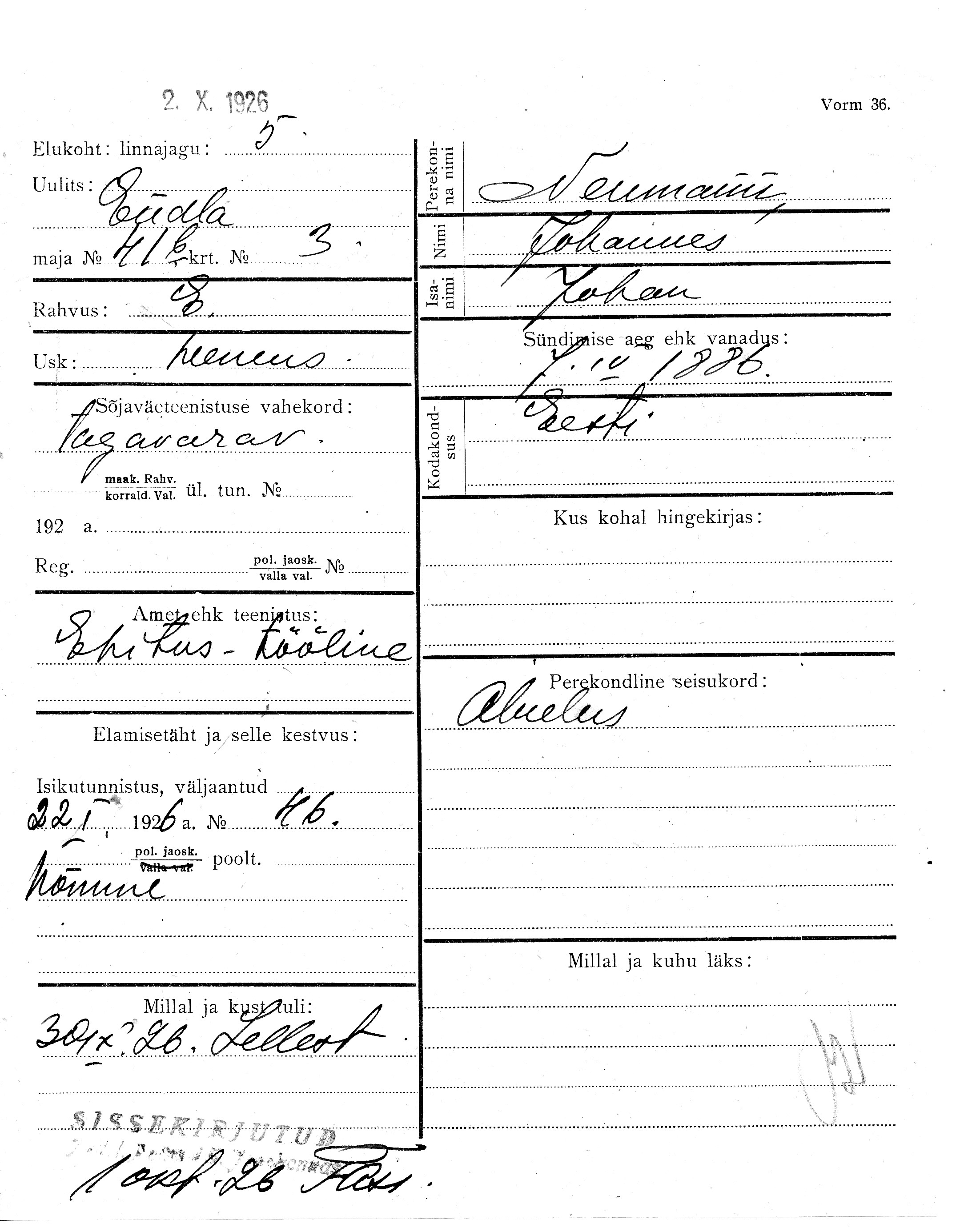 Neumann, Johannes, Johan