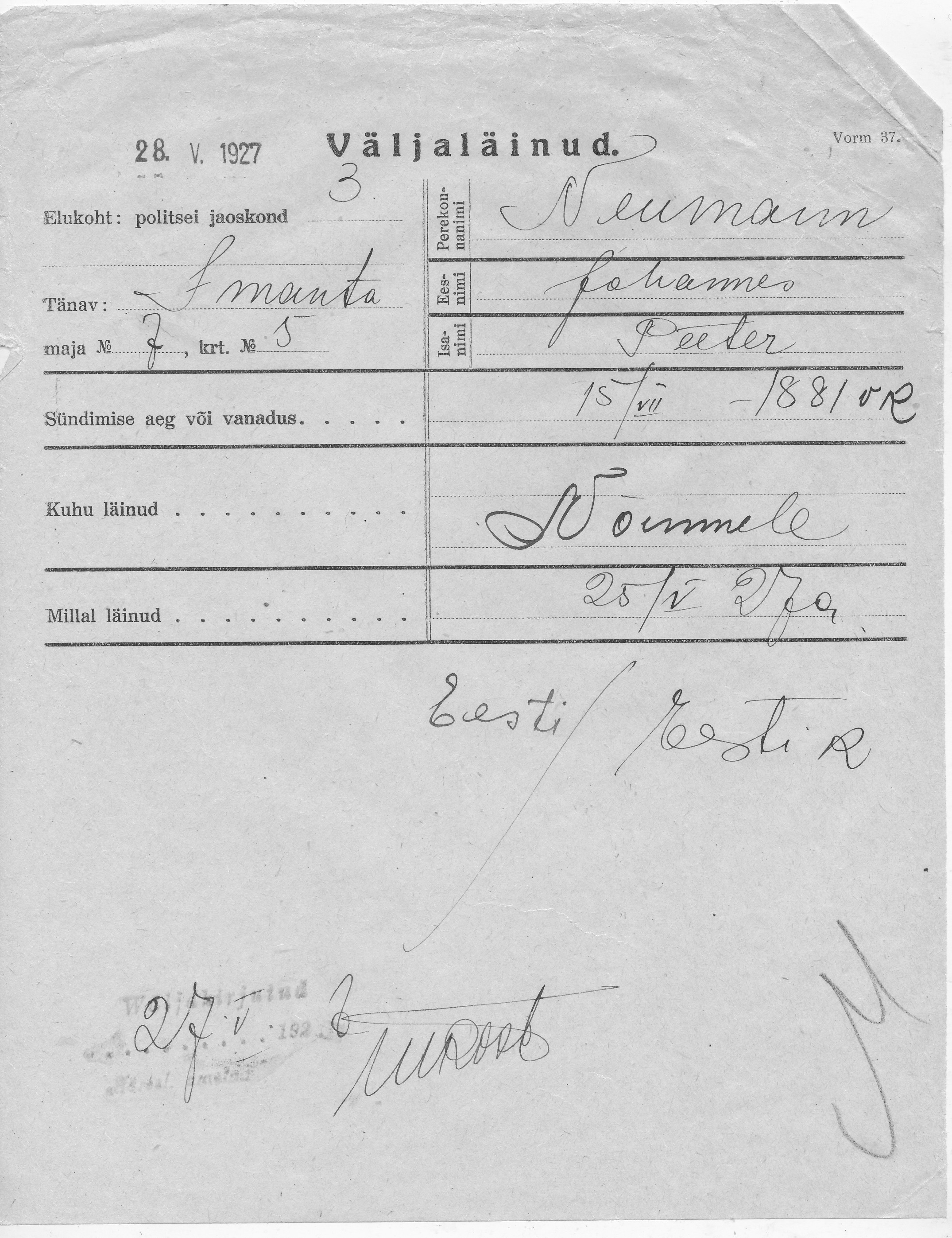 Neumann, Johannes, Peeter