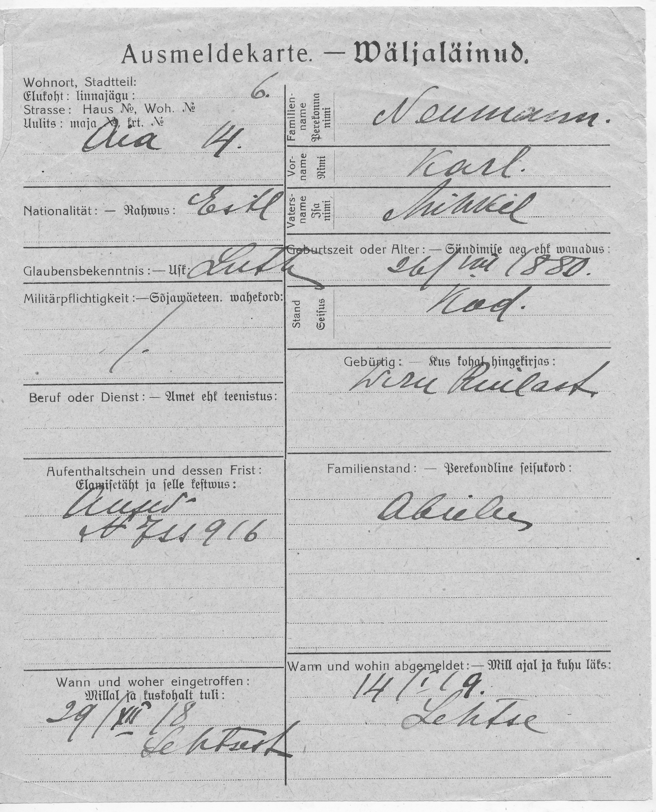 Neumann, Karl, Mihkel