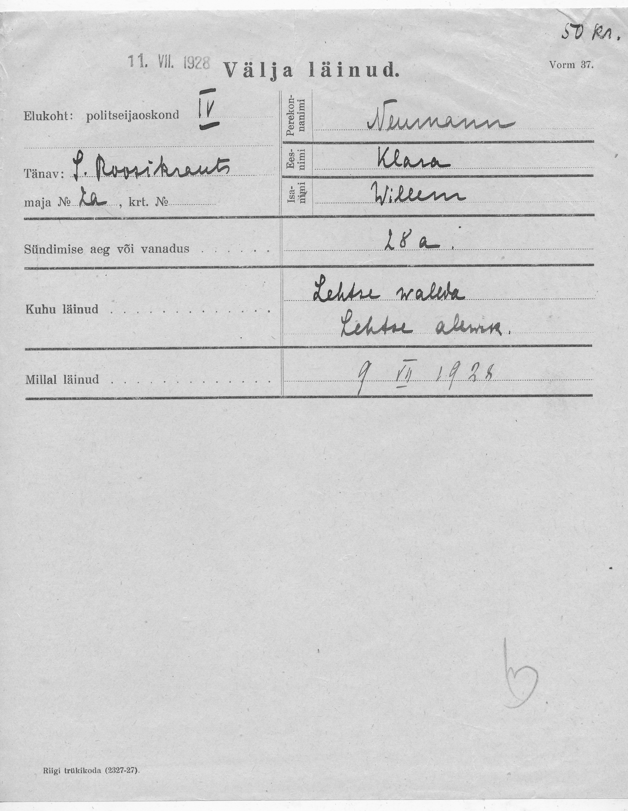 Neumann, Klara, Willem