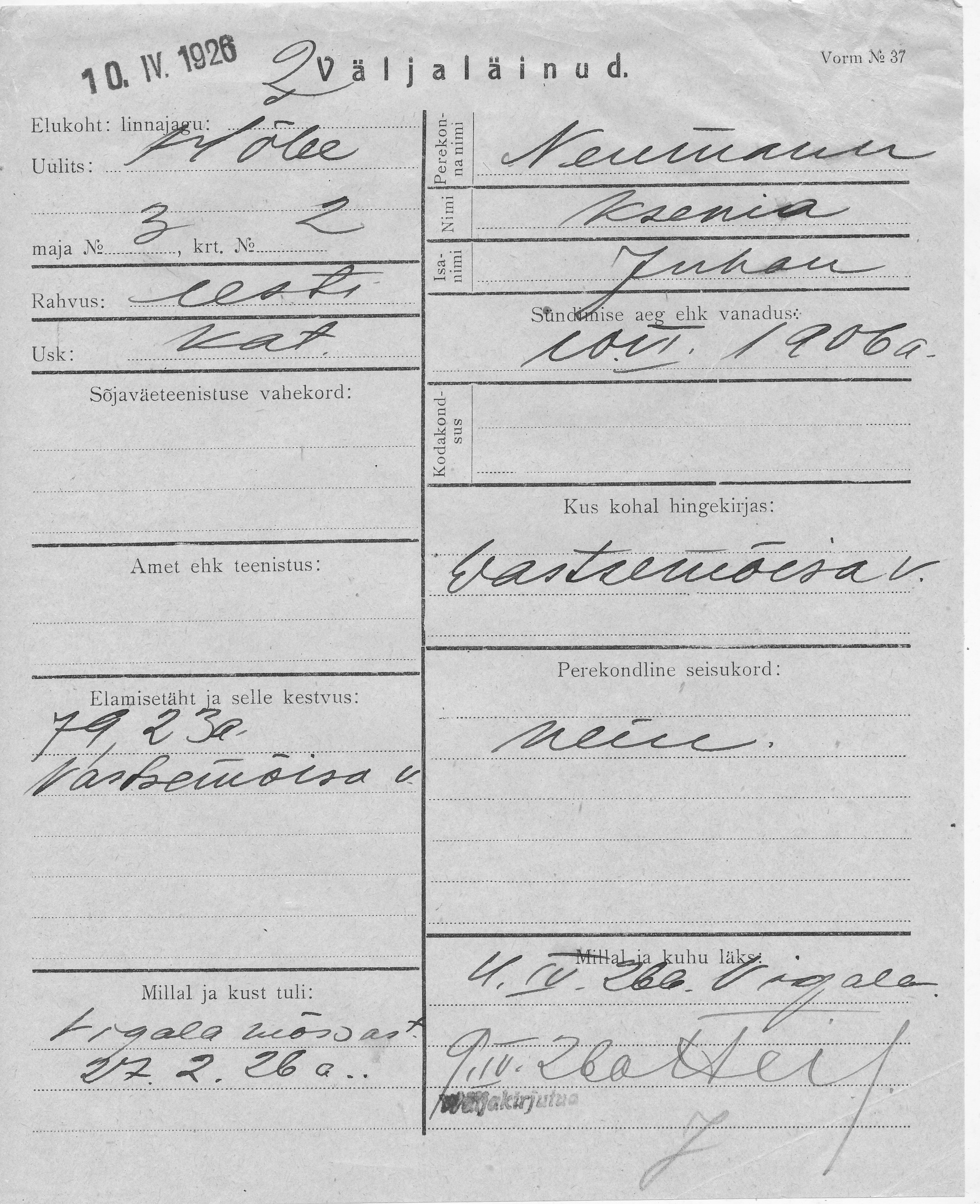 Neumann, Ksenia, Juhan