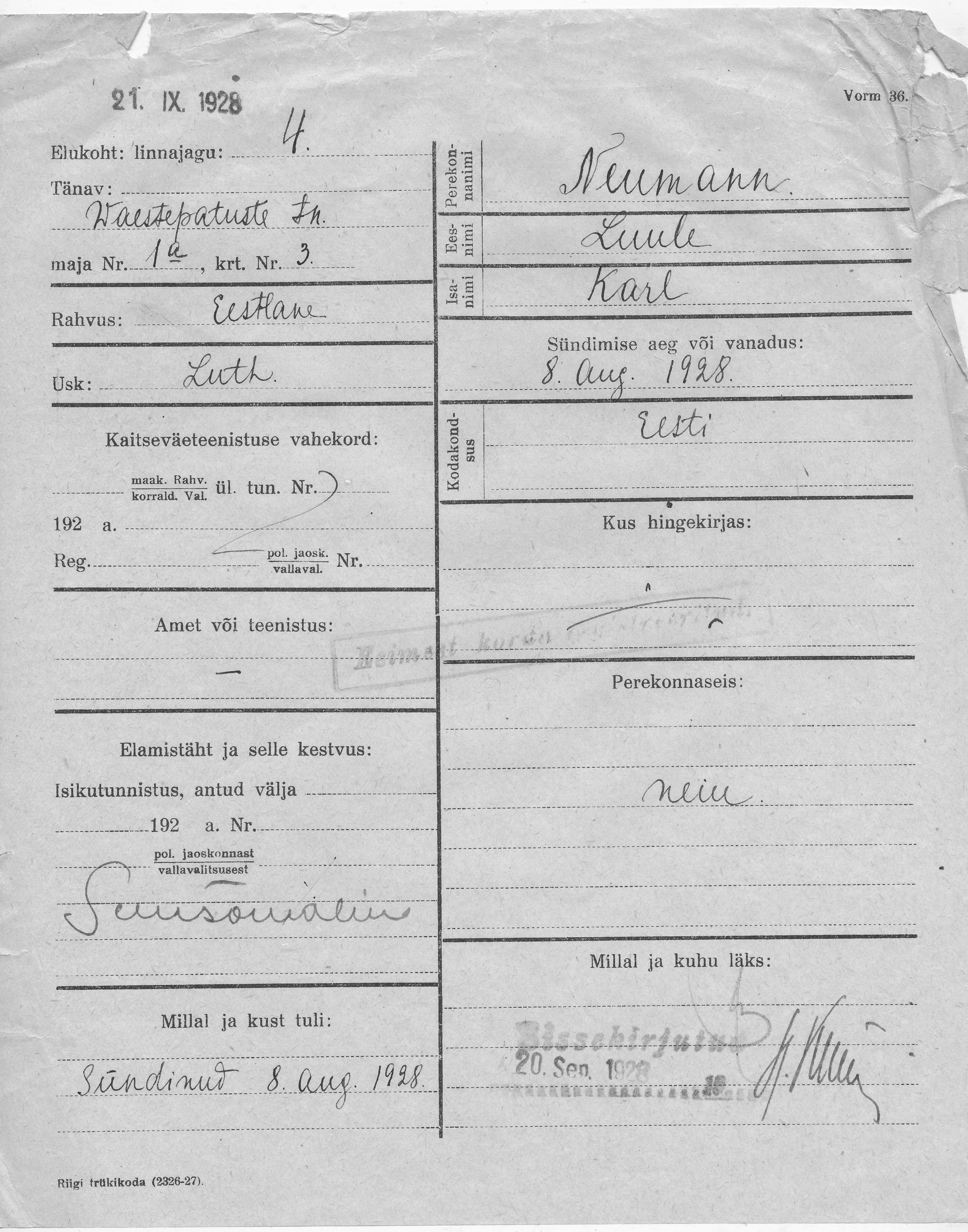 Neumann, Luule, Karl