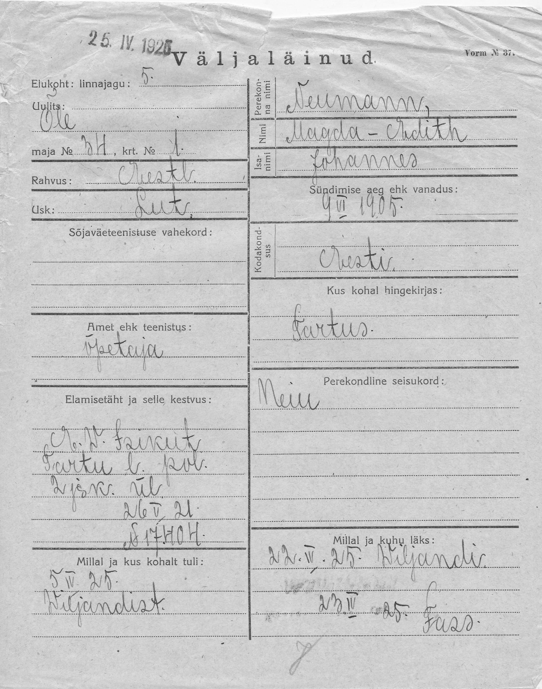 Neumann, Magda-Edith, Johannes