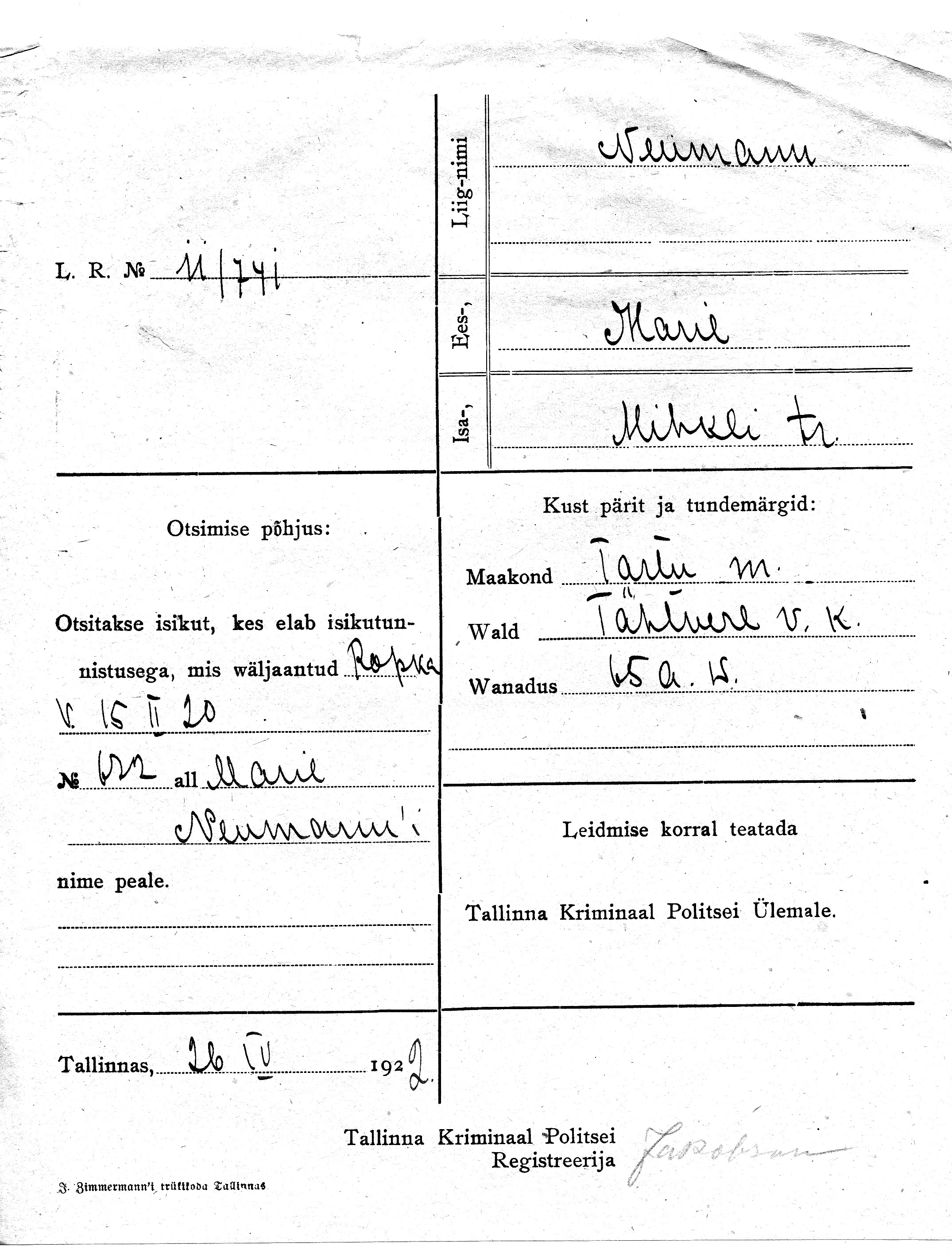 Neumann, Marie, Mihkel