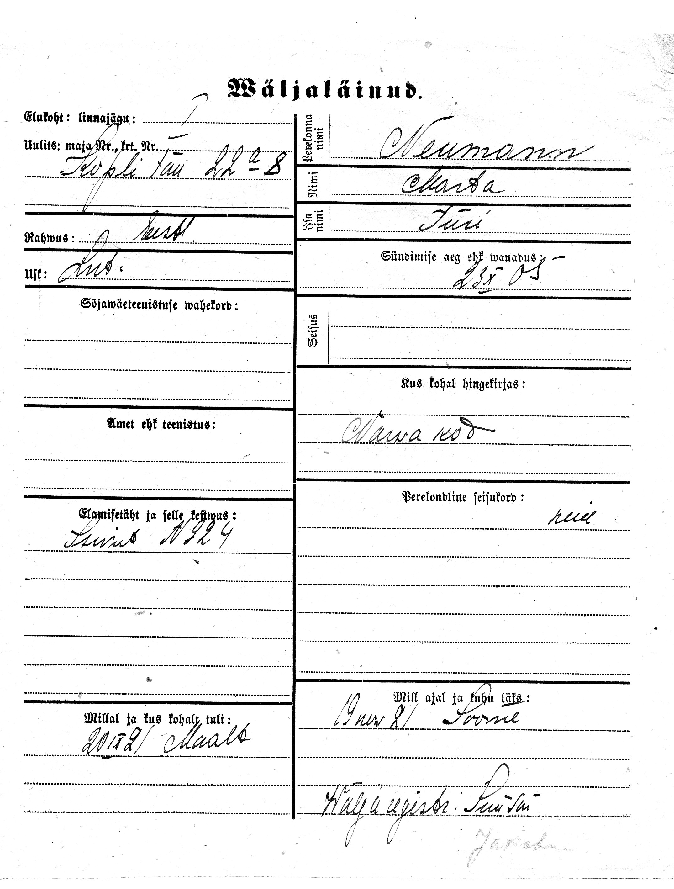 Neumann, Marta, Jüri