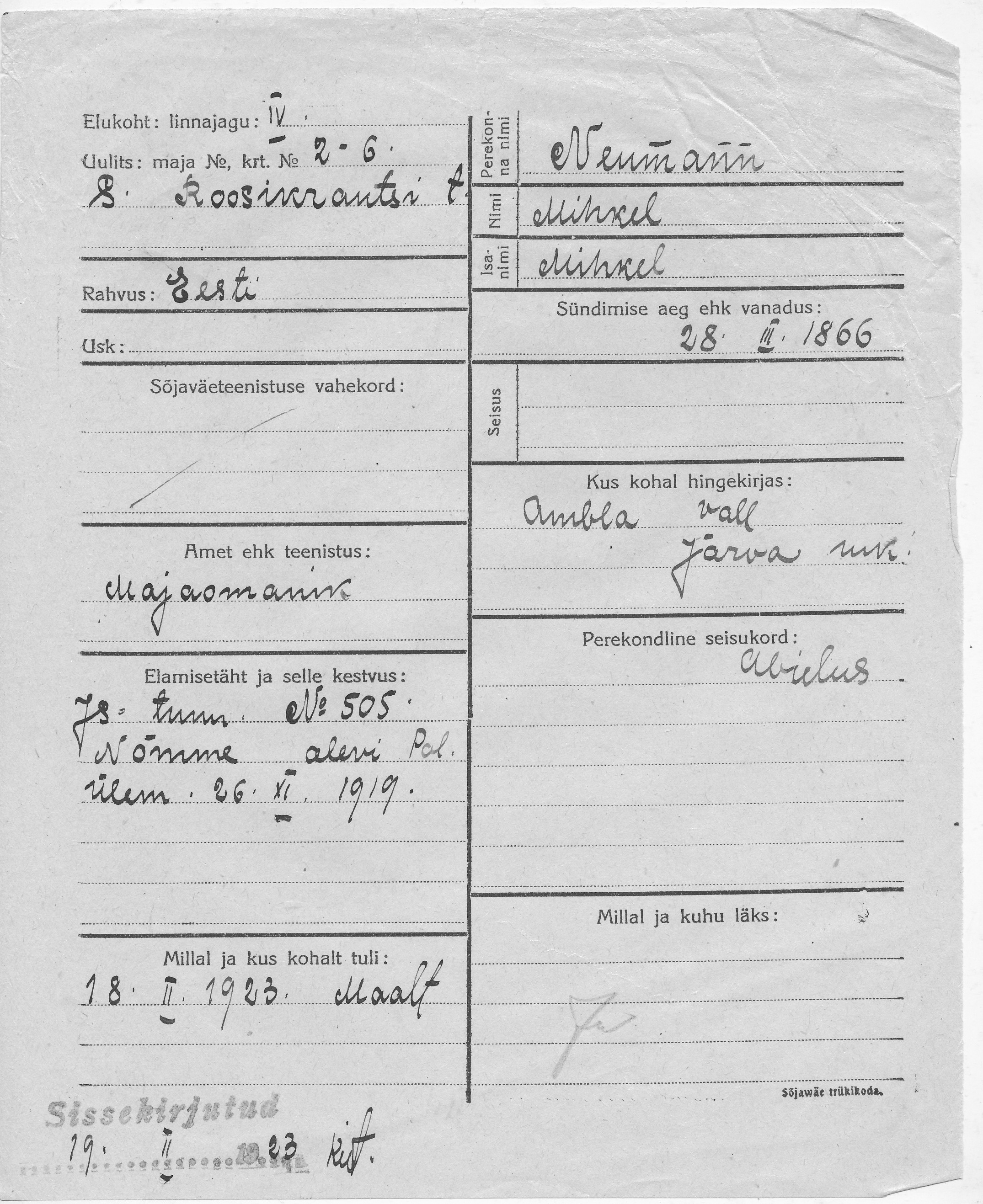 Neumann, Mihkel, Mihkel