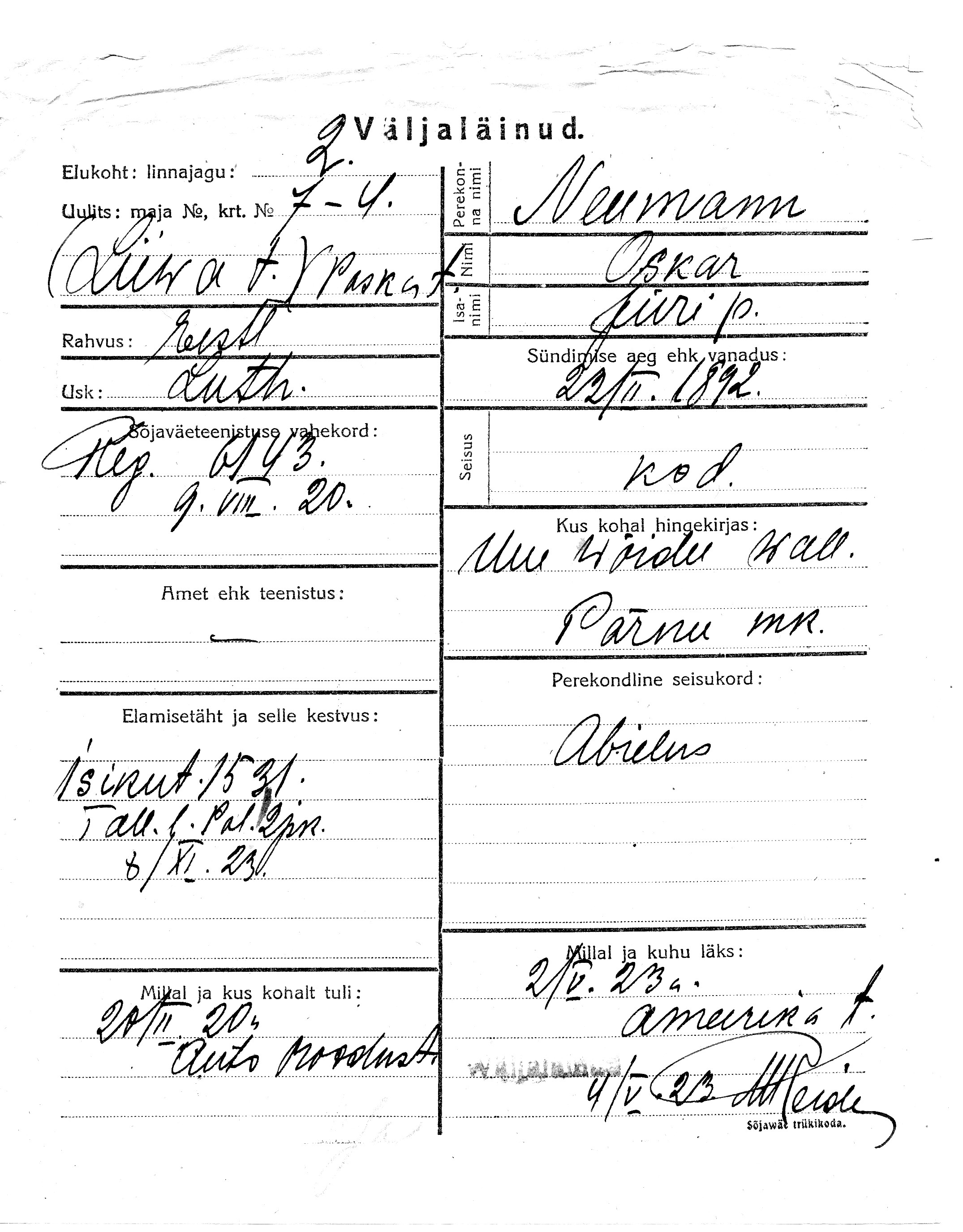 Neumann, Oskar, Jüri