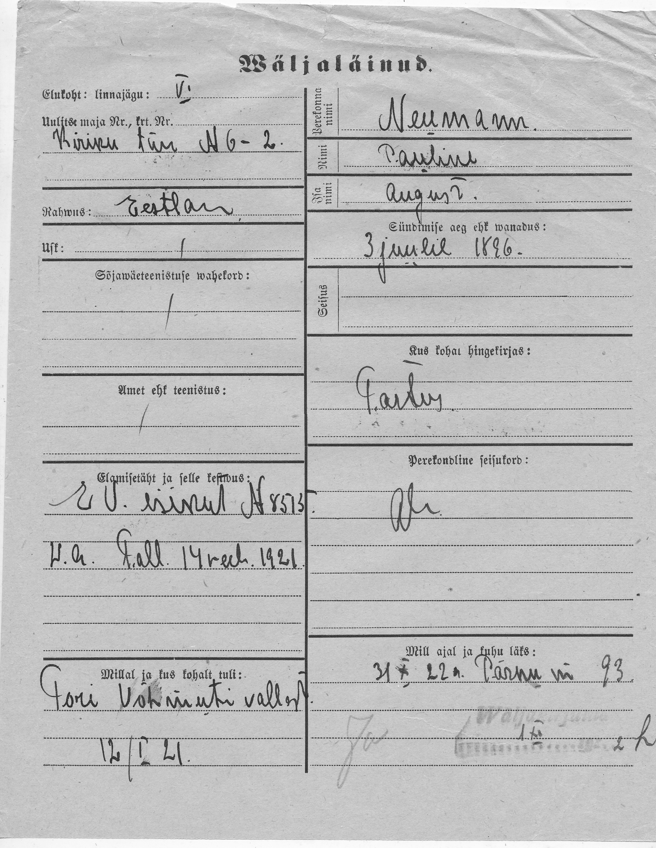 Neumann, Pauline, August