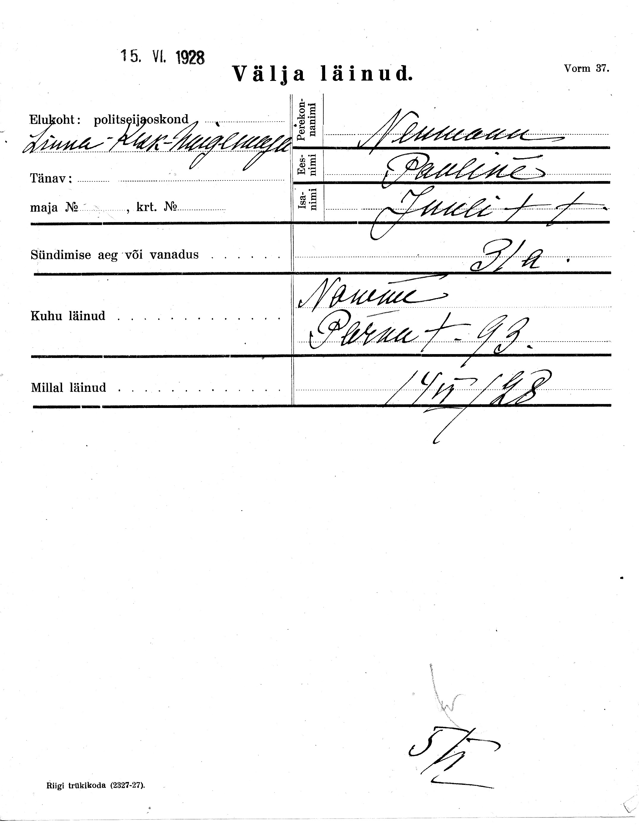 Neumann, Pauline, Juuli