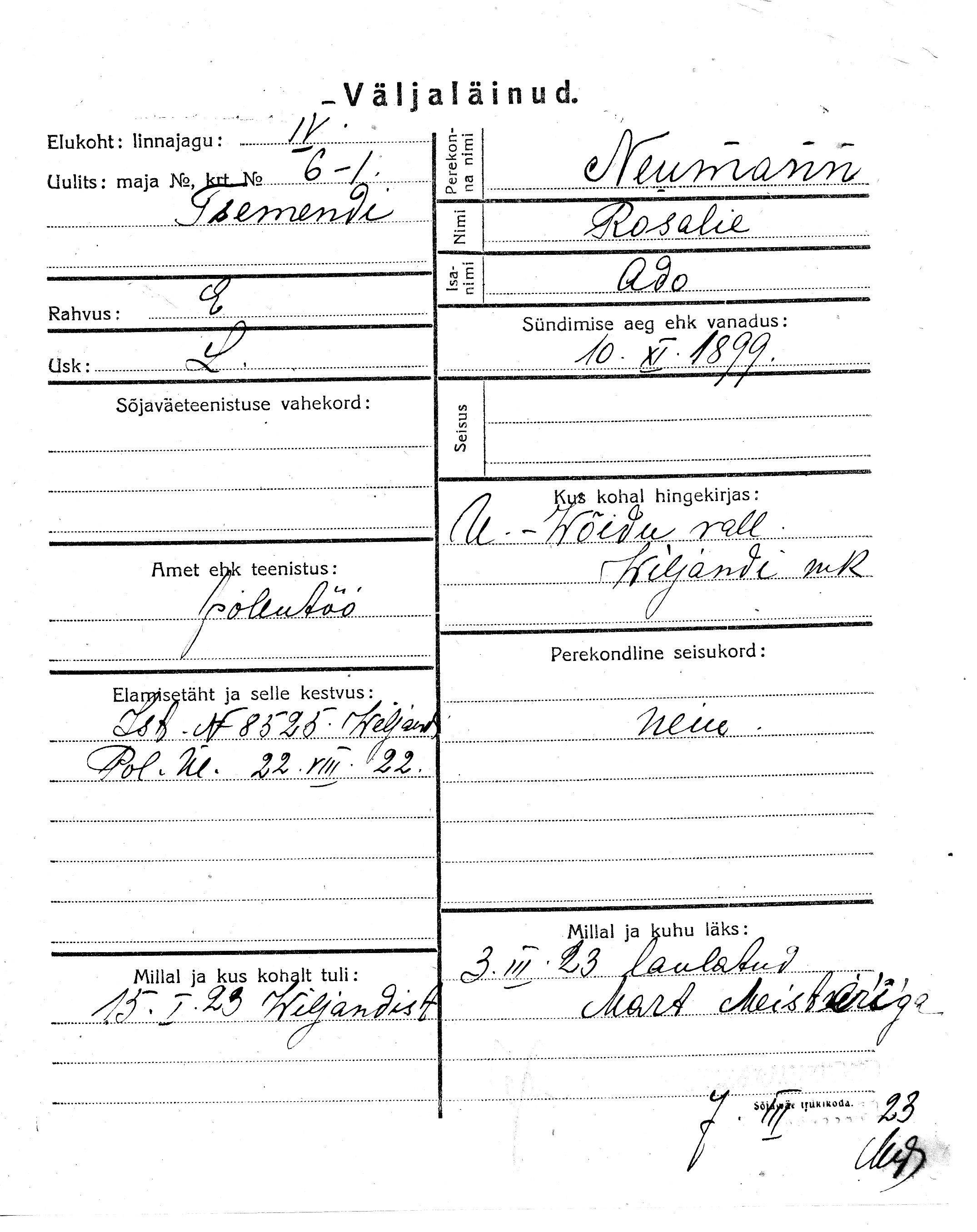 Neumann, Rosalie, Ado