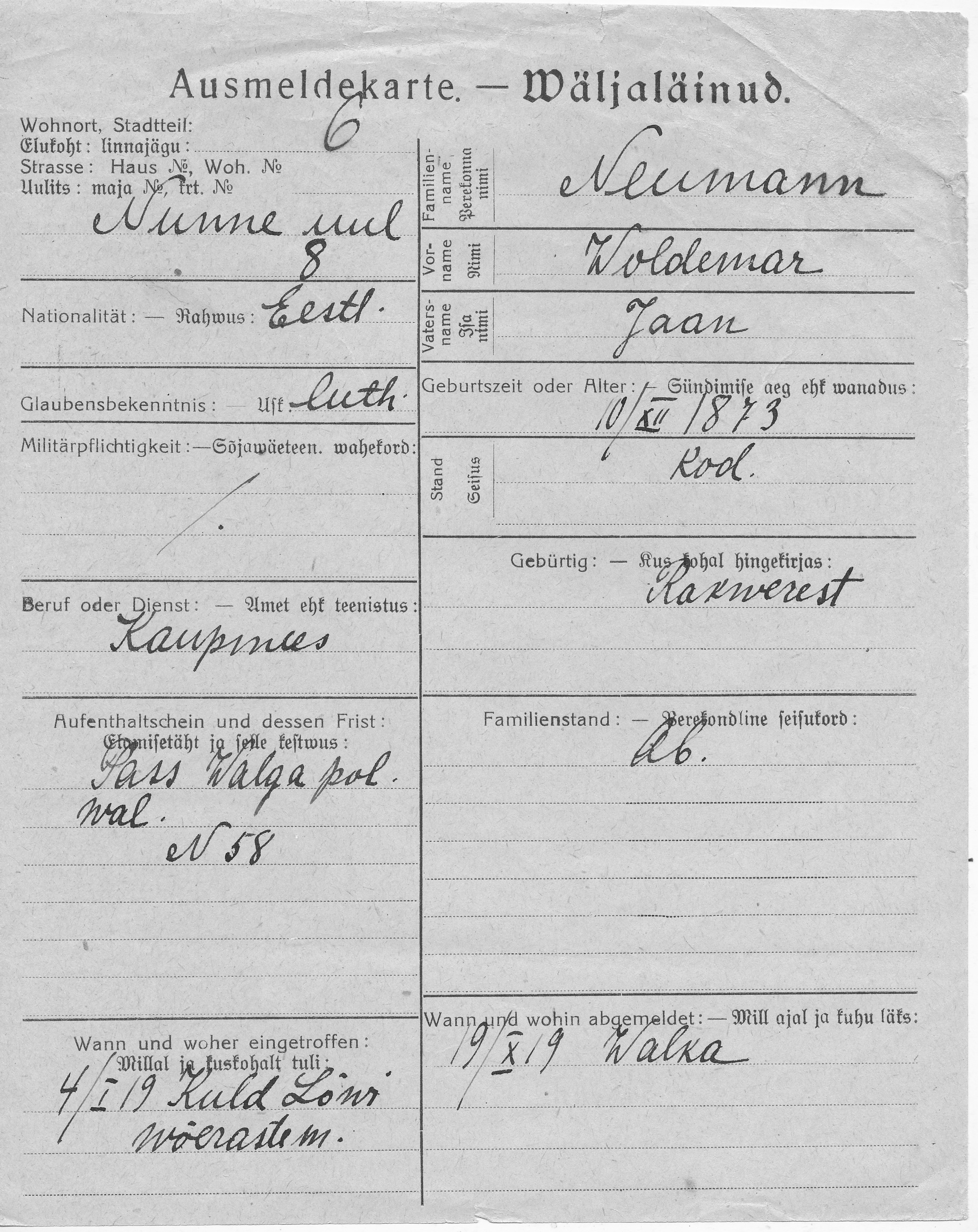 Neumann, Woldemar, Jaan