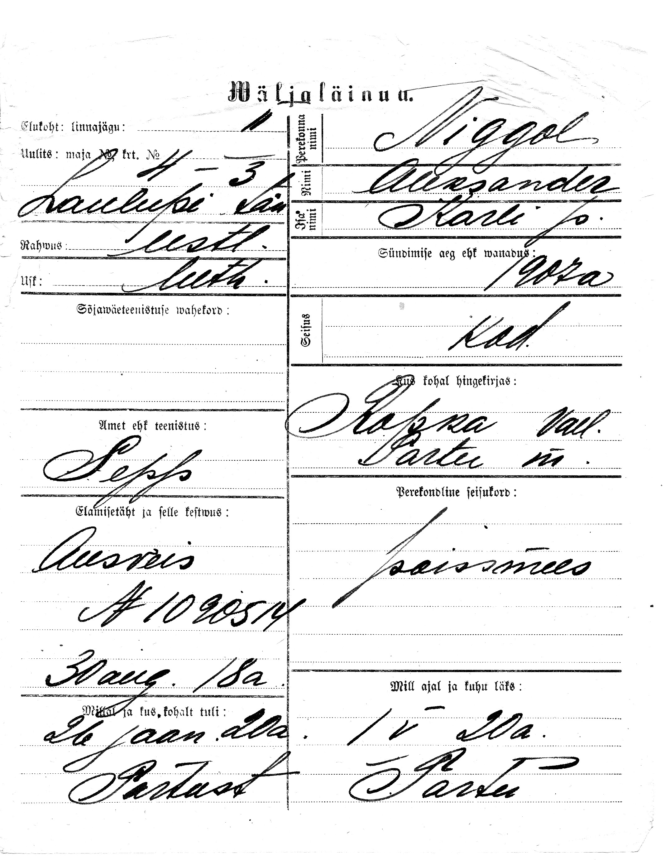 Niggol, Aleksander, Karl