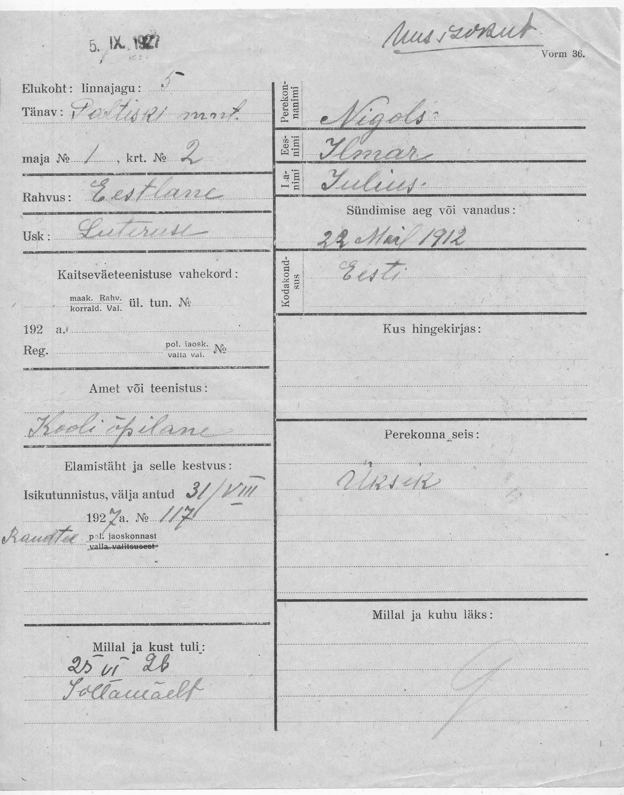 Nigols, Ilmar, Julius