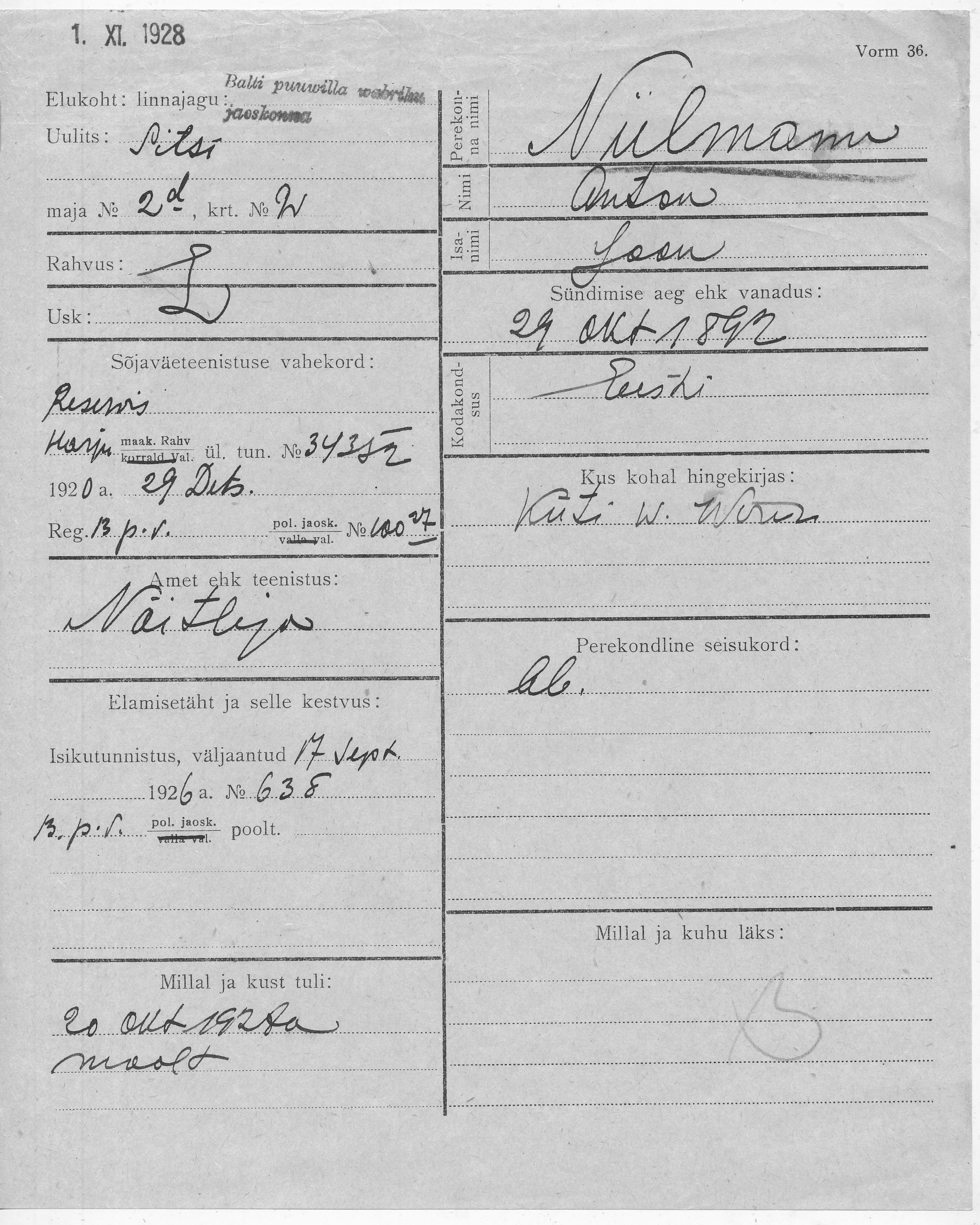 Niilmann, Anton, Jaan