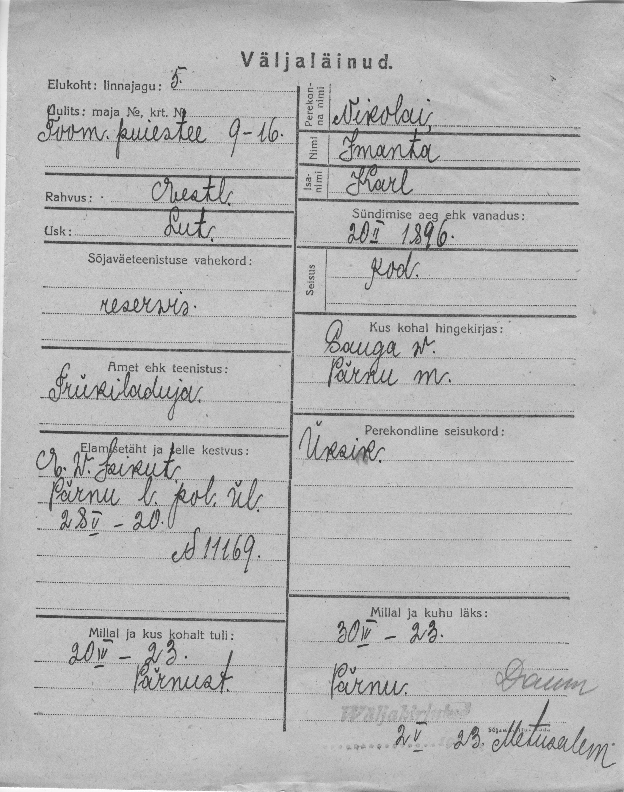 Nikolai, Imanta, Karl