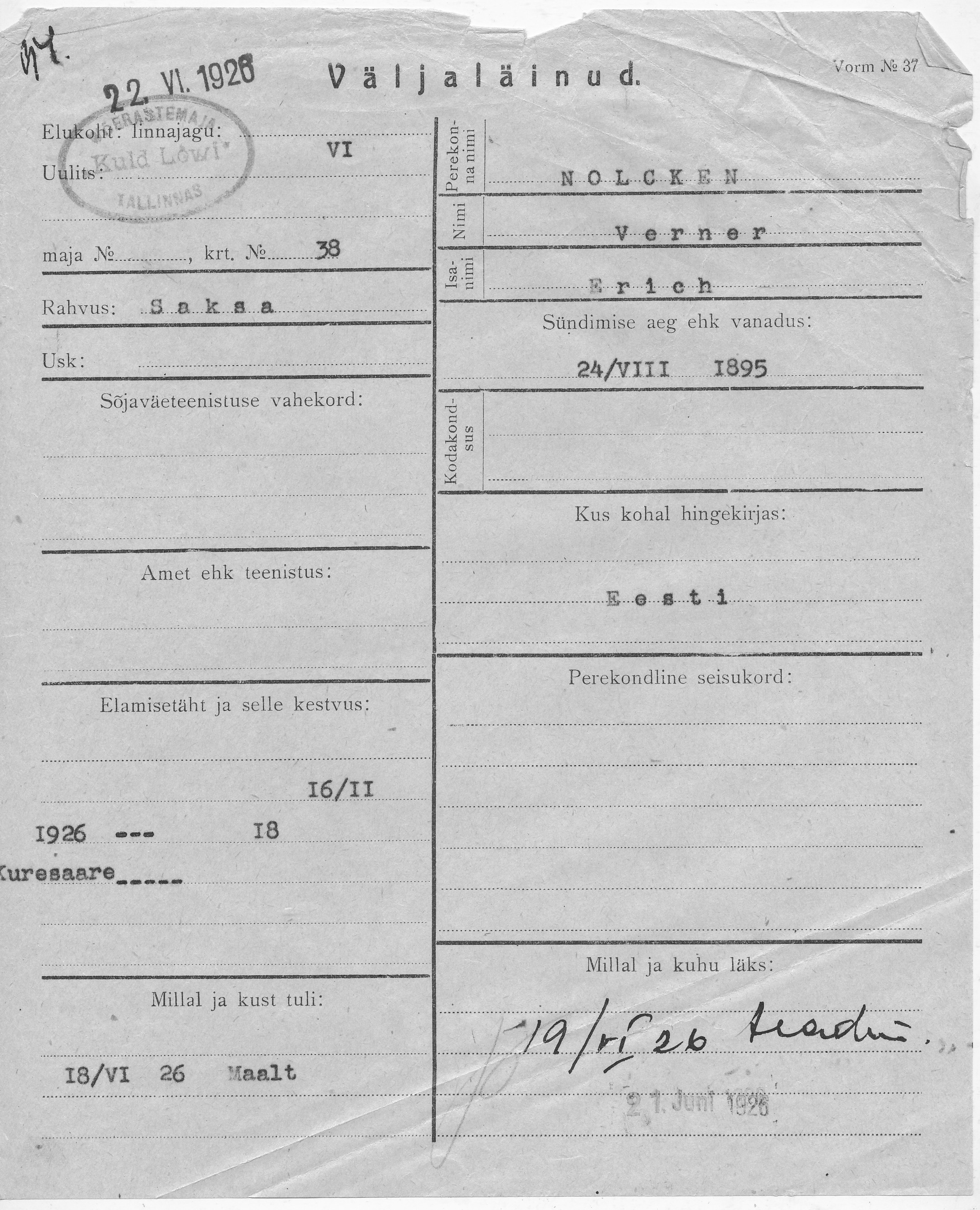 Nolcken, Verner, Erich