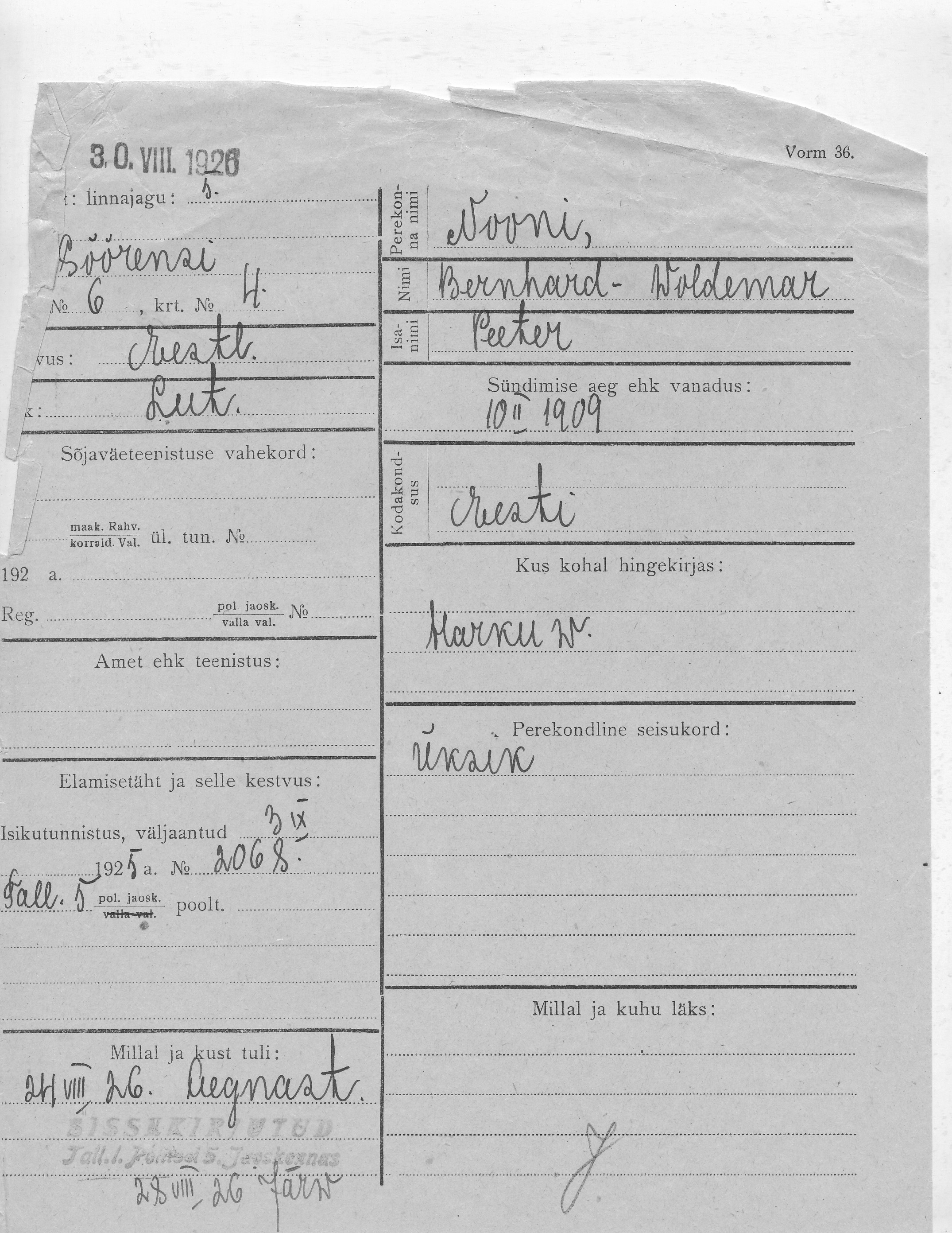 Nooni, Bernhard-Woldemar, Peeter