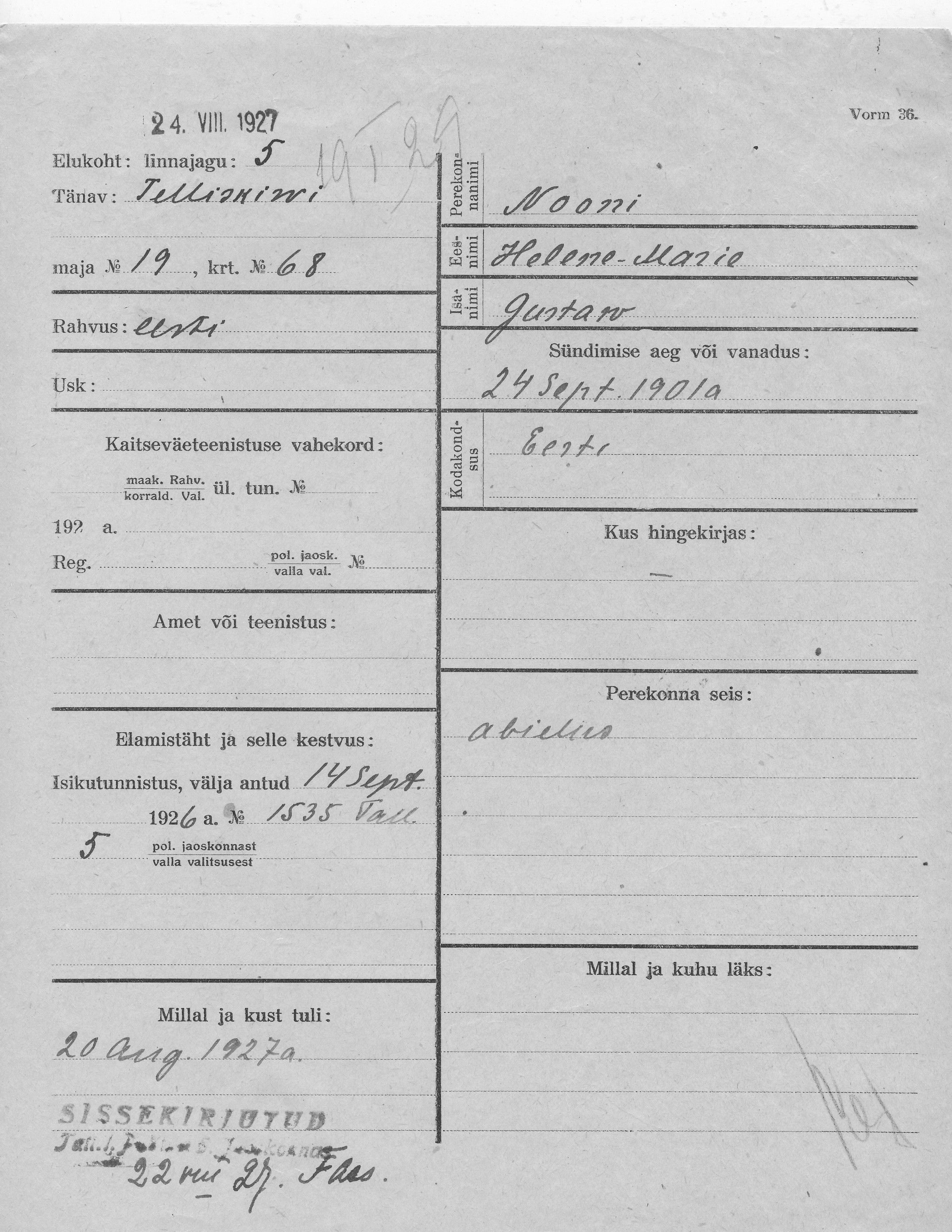 Nooni, Helene-Marie, Gustav