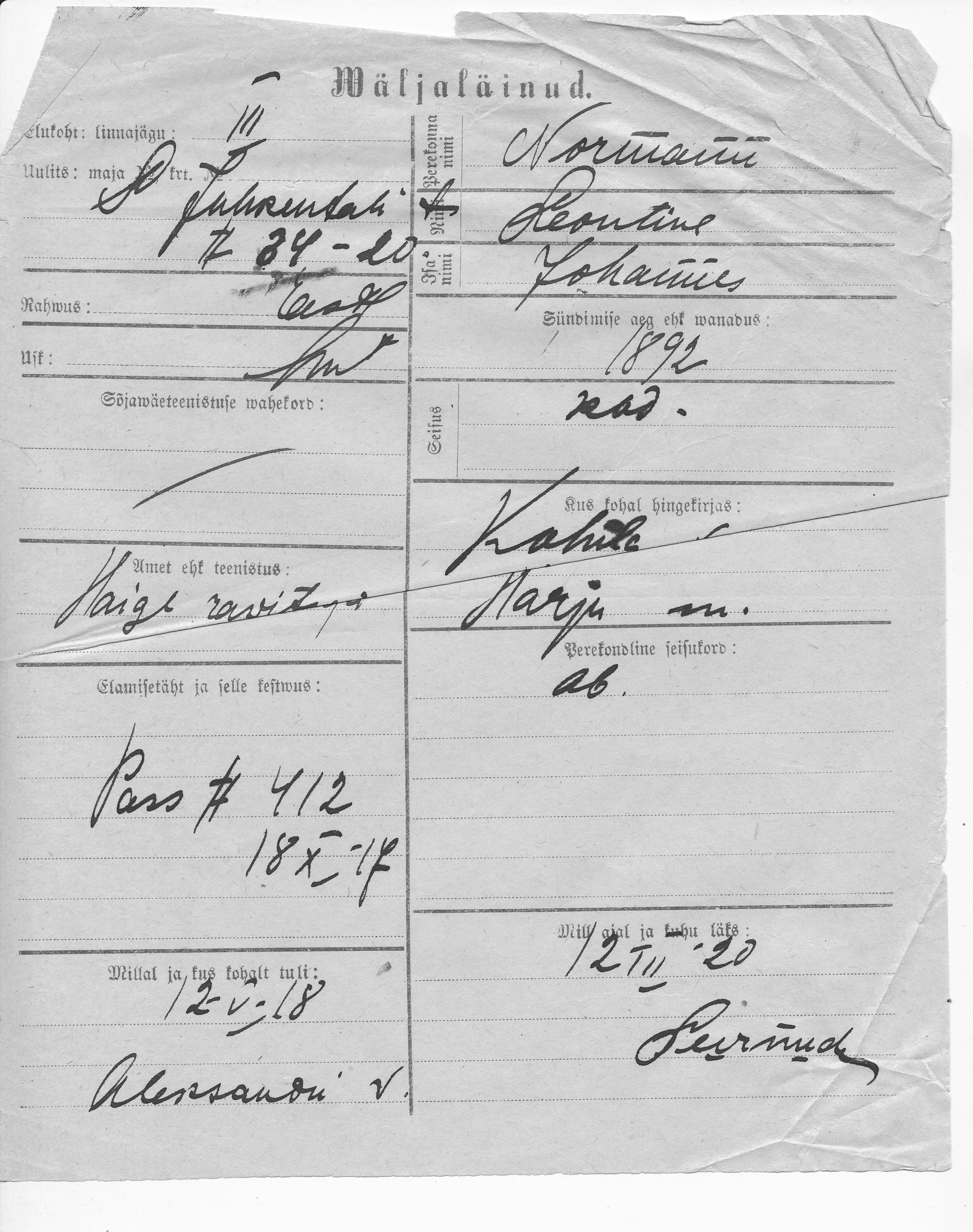 Normann, Leontine, Johnnes