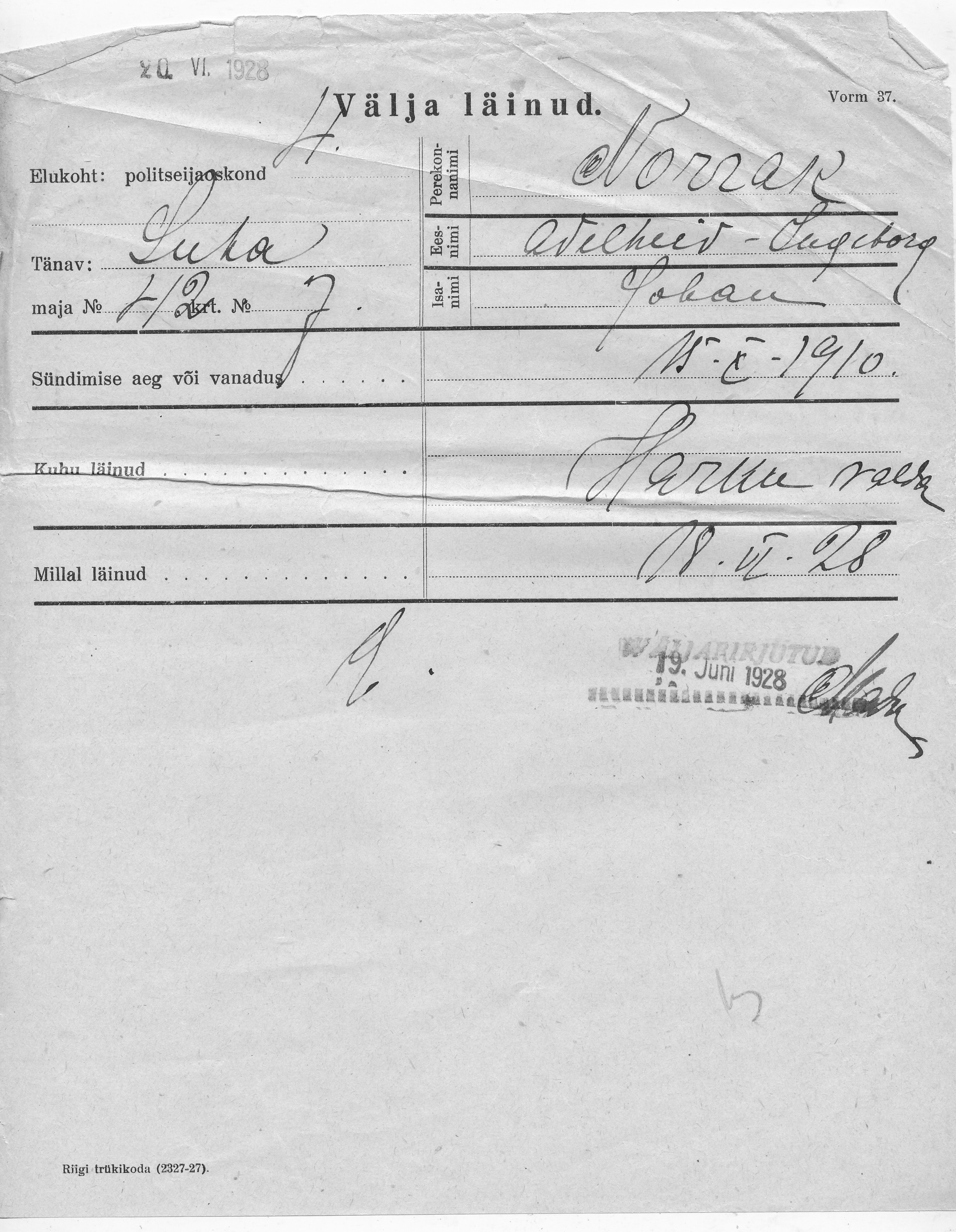 Norrak, Adelheid-Ingeborg, Johan