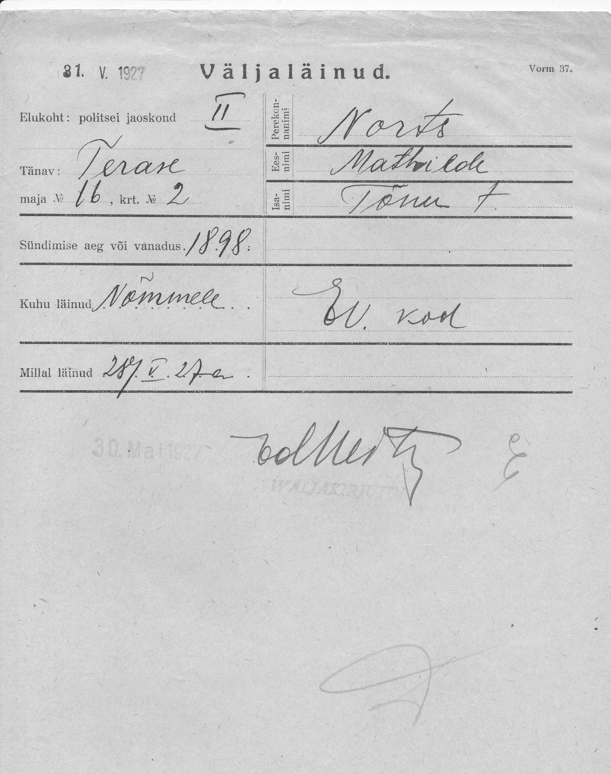 Norts, Mathilde, Tõnu