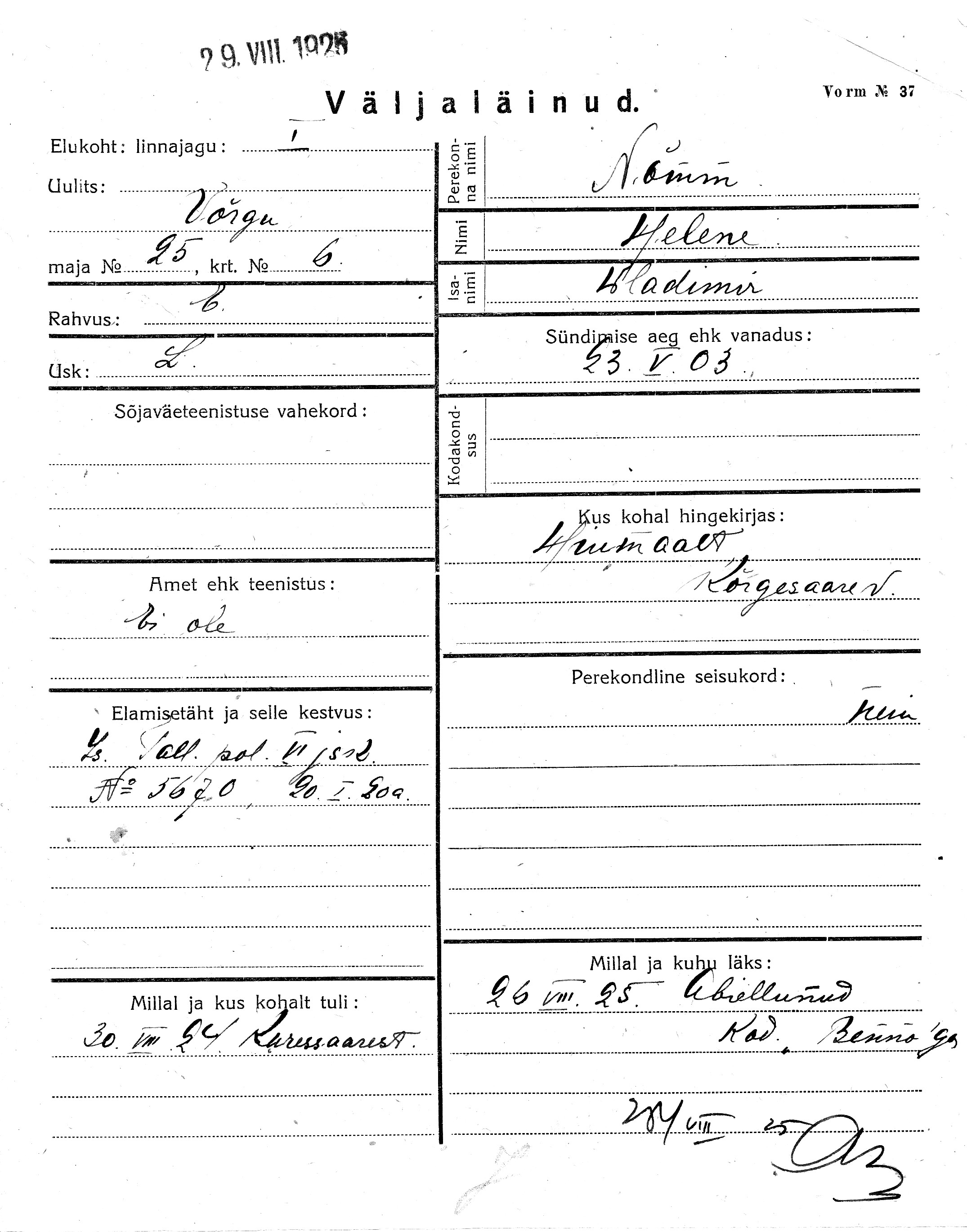 Nõmm, Helene, Vladimir