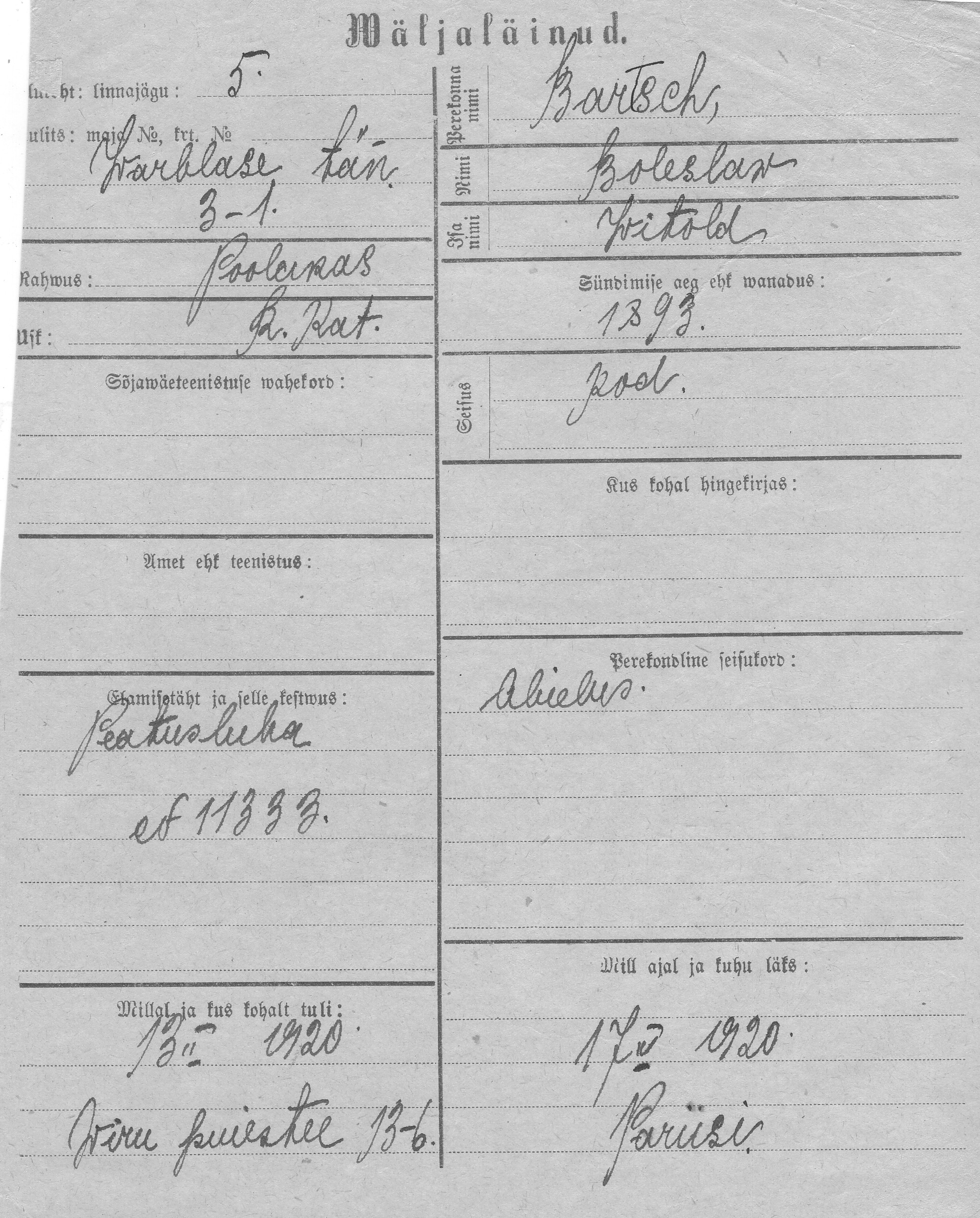 Bartsch, Boleslaw, Witold