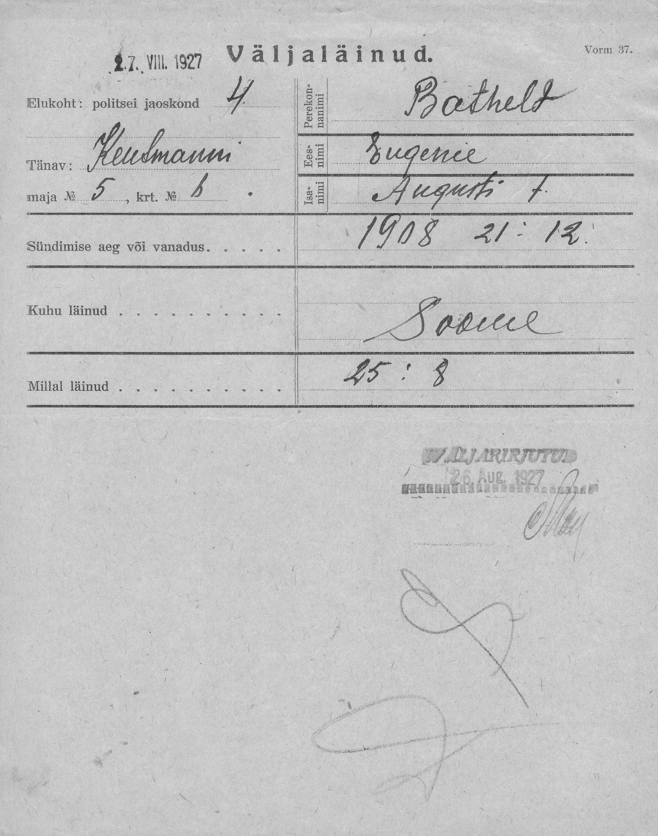 Batheld, Eugenie, August
