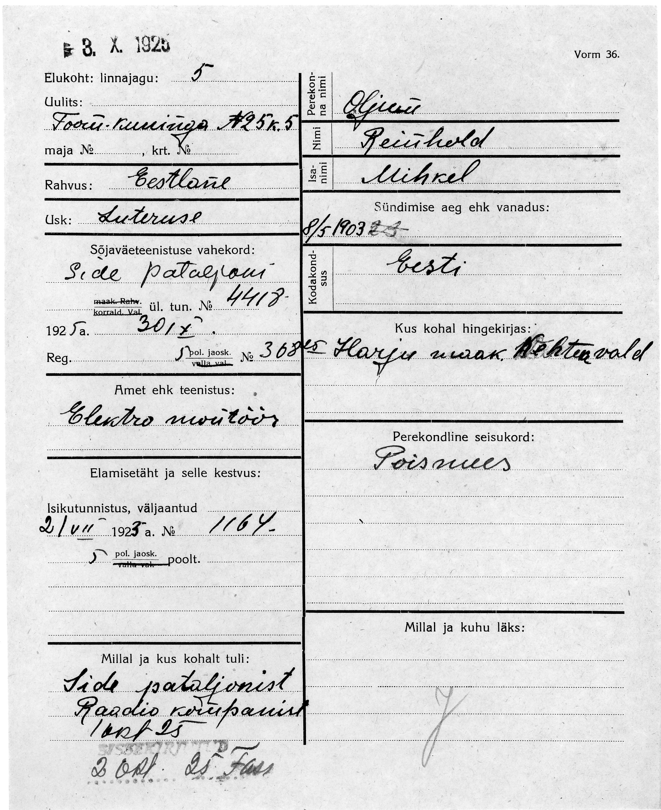 Oljum, Reinhold, Mihkel