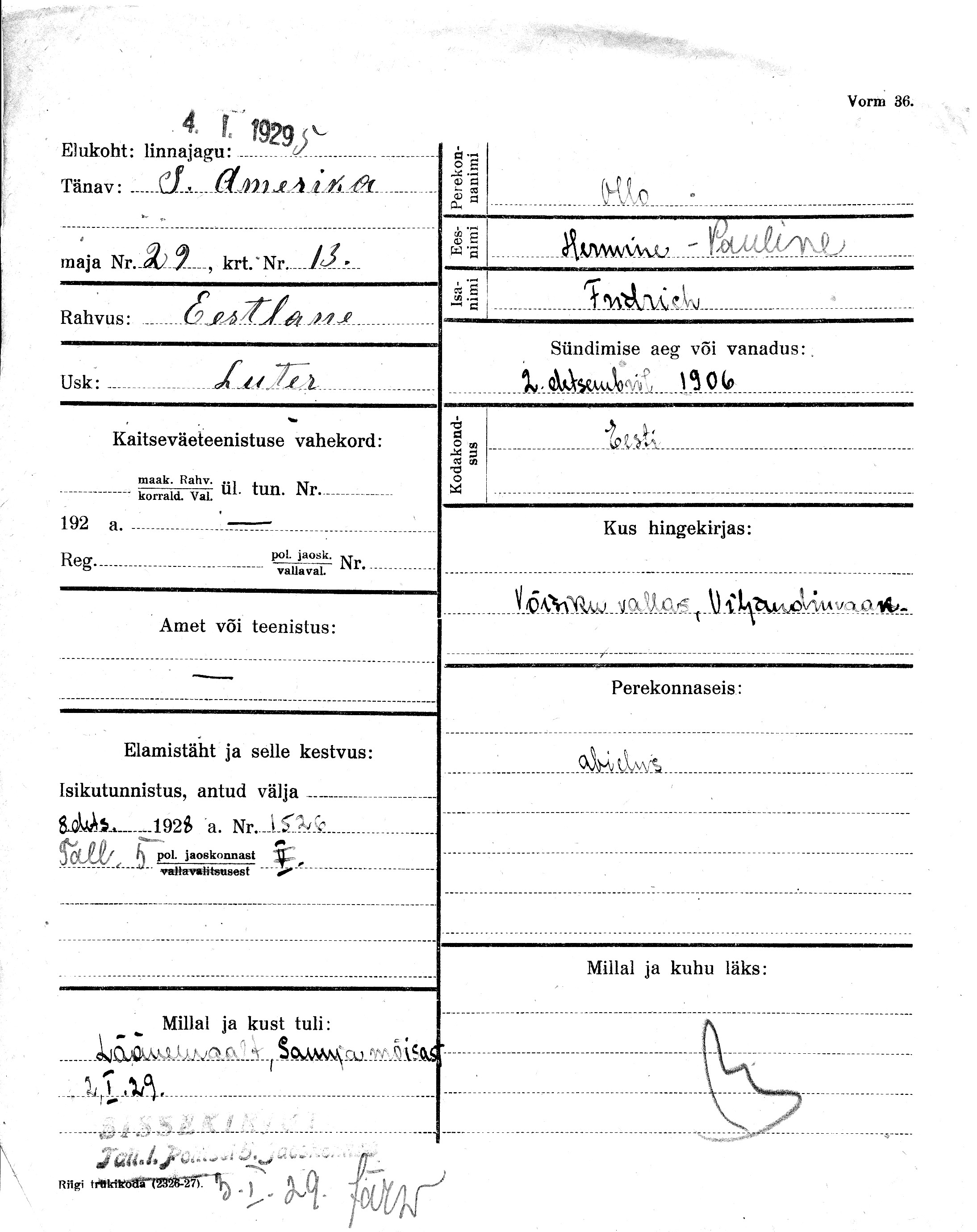 Ollo, Hermine-Pauline, Fridrich