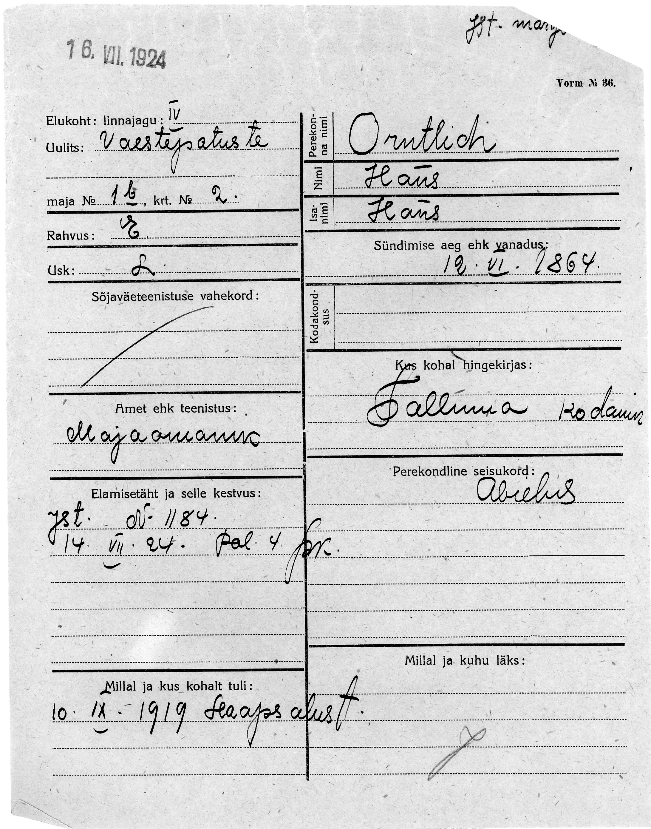 Orntlich, Hans, Hans