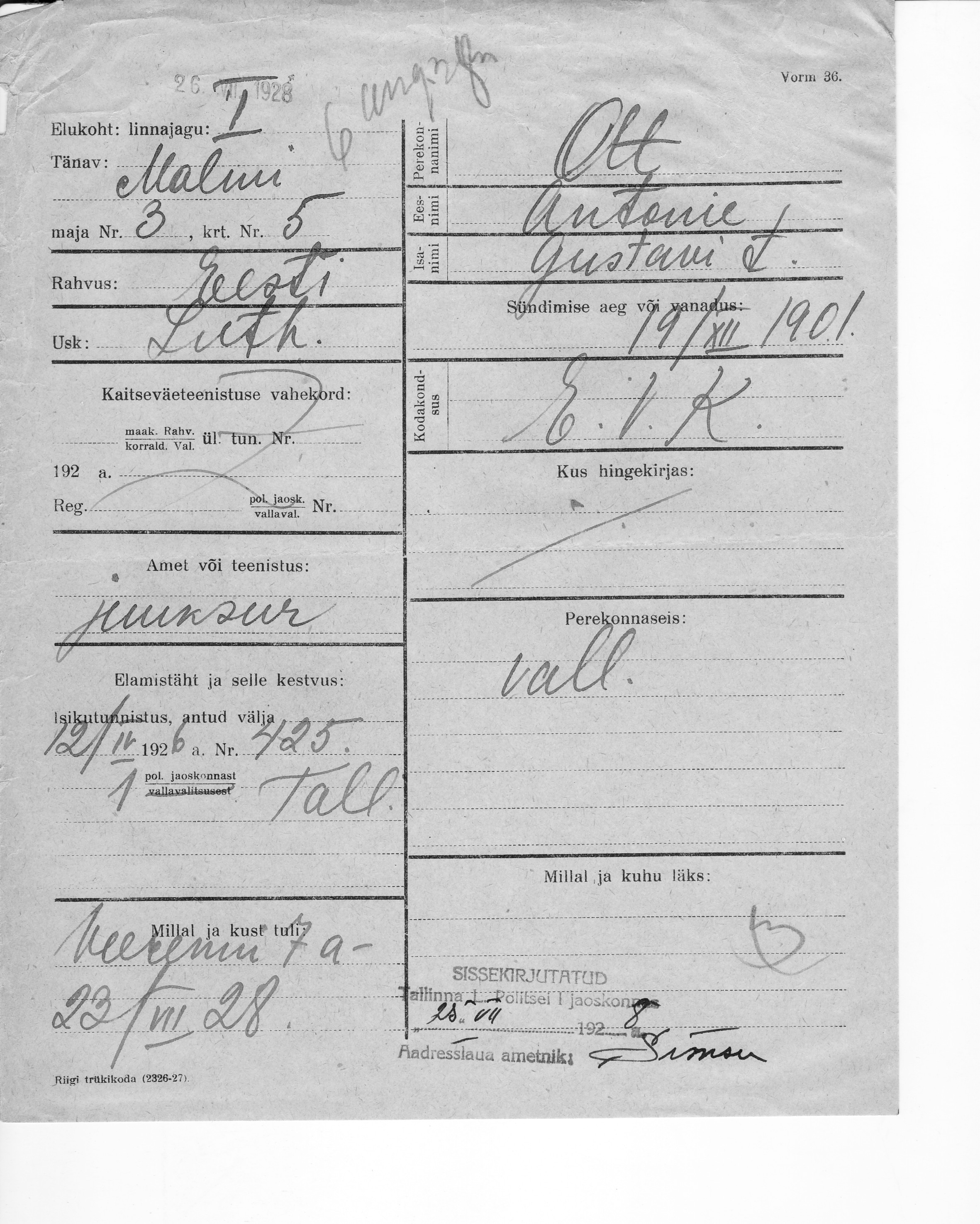 Ott, Antonie, Gustav