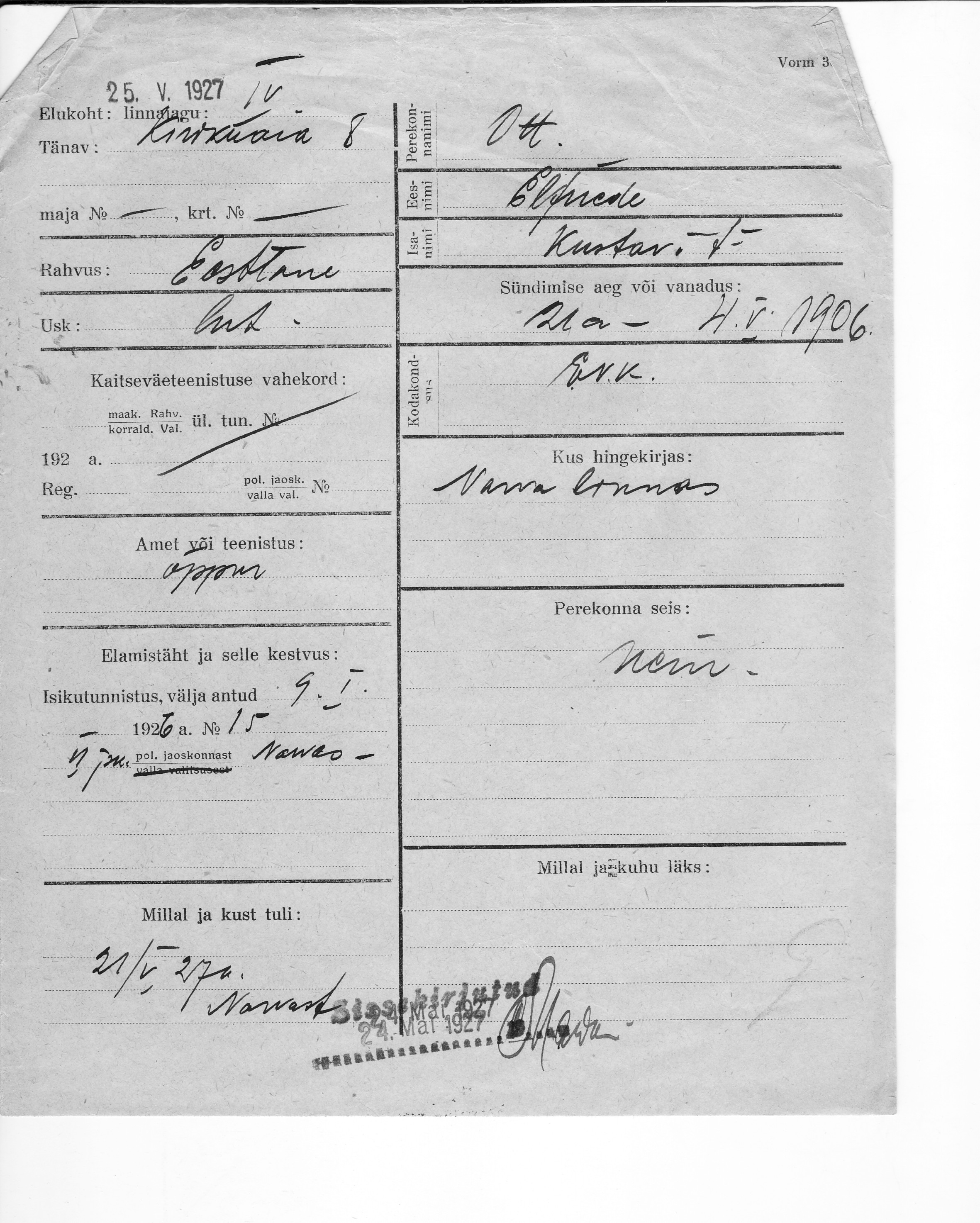 Ott, Elfriede, Kustav