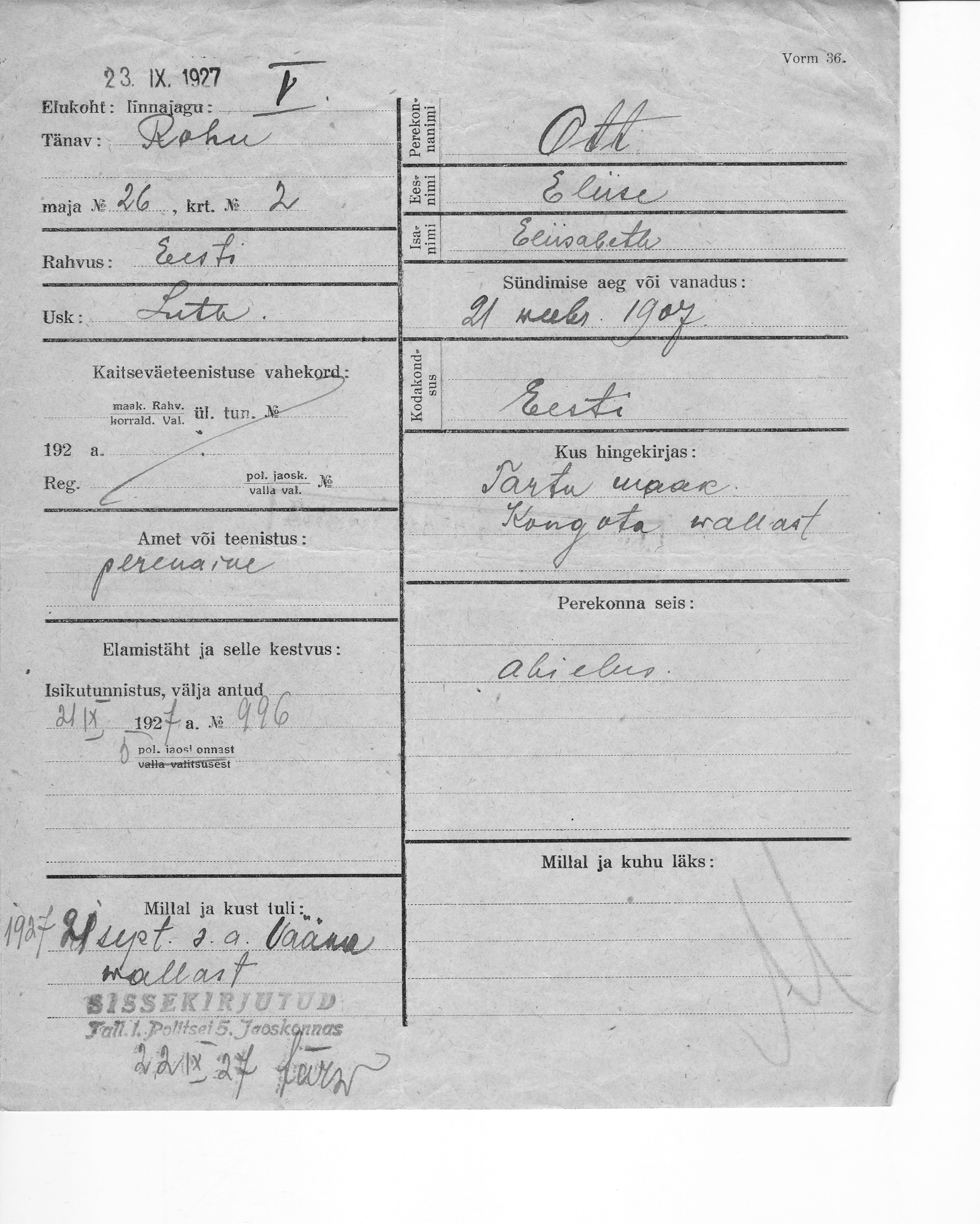 Ott, Eliise, Eliisabeth