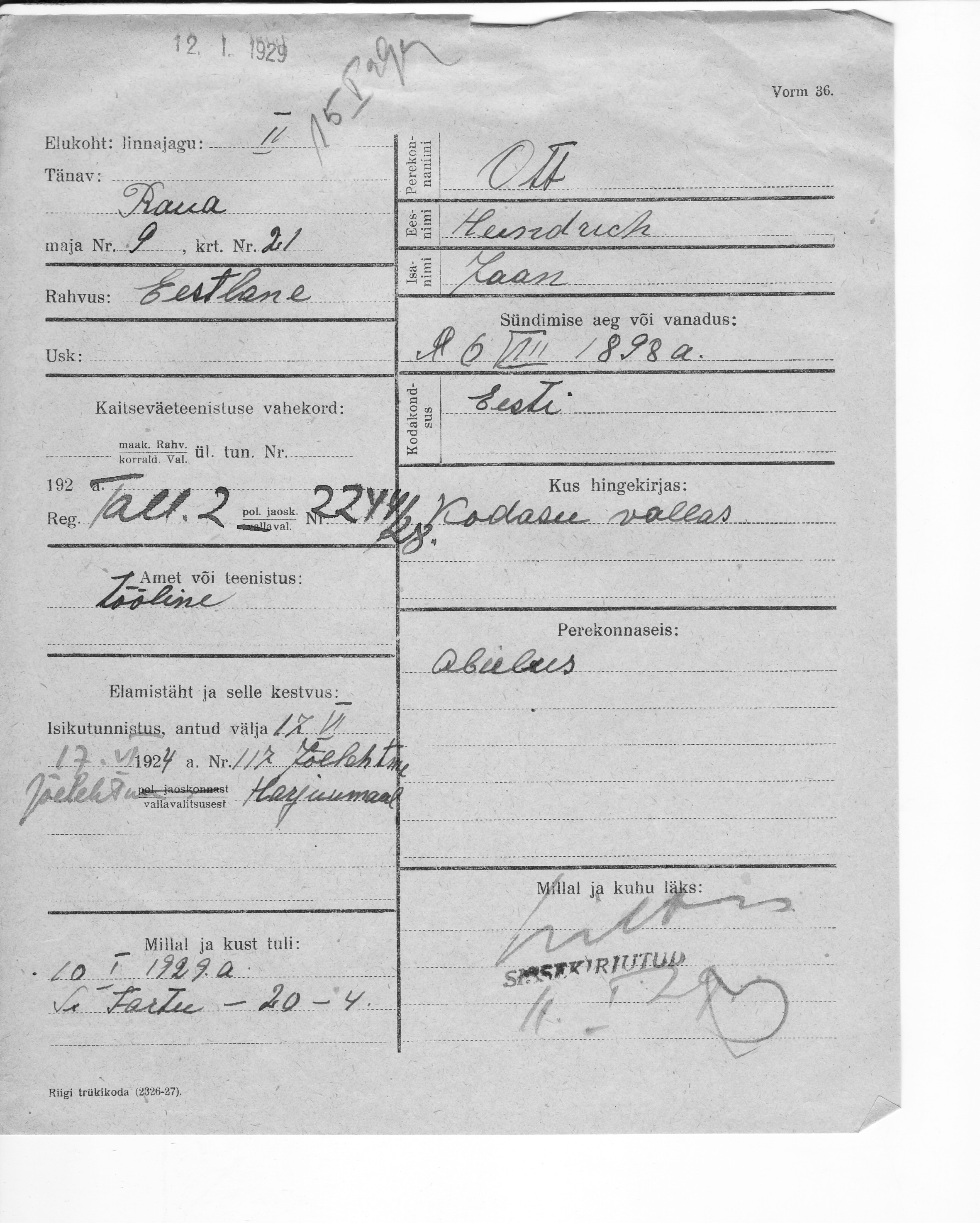 Ott, Heindrich, Jaan