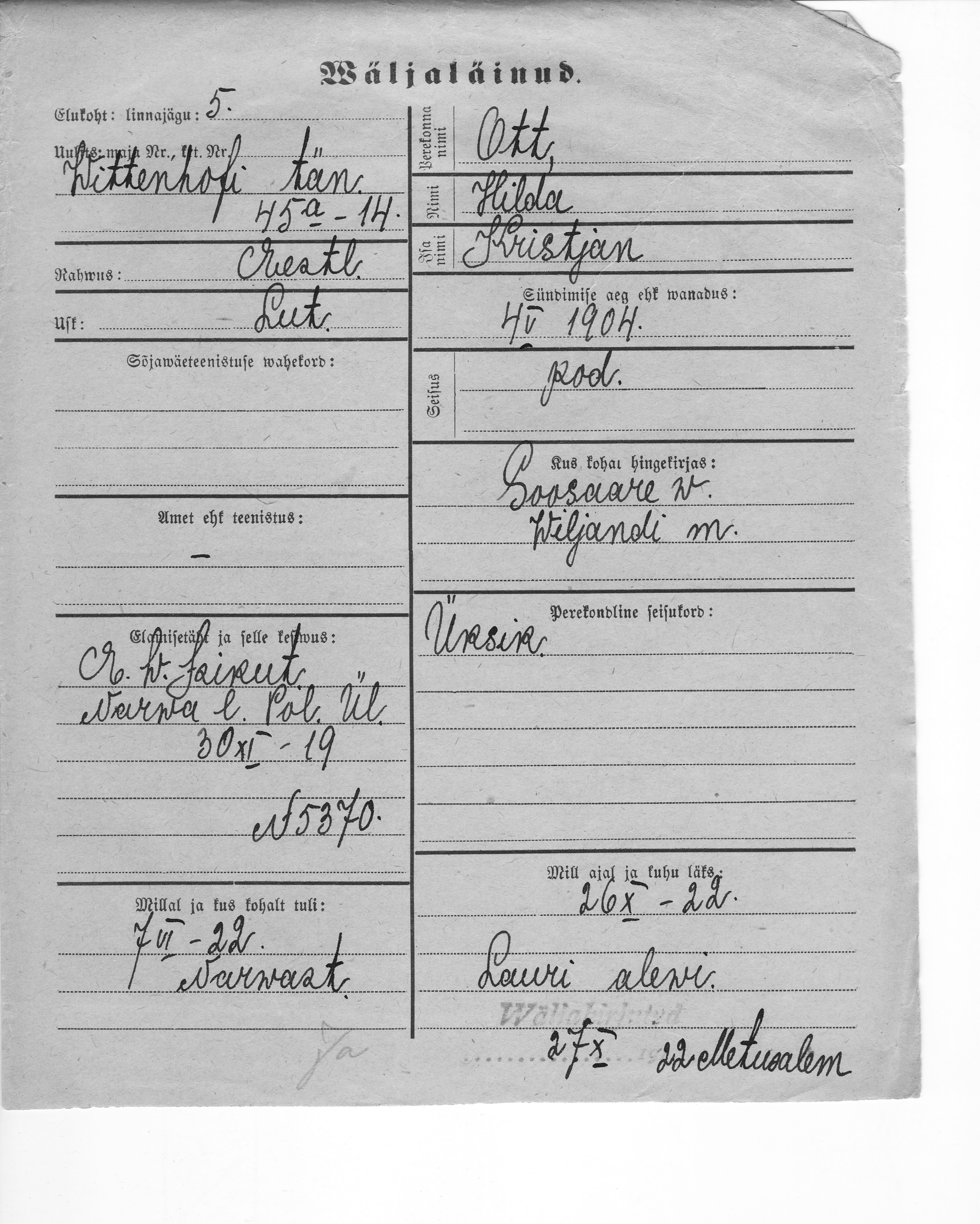 Ott, Hilda, Kristjan