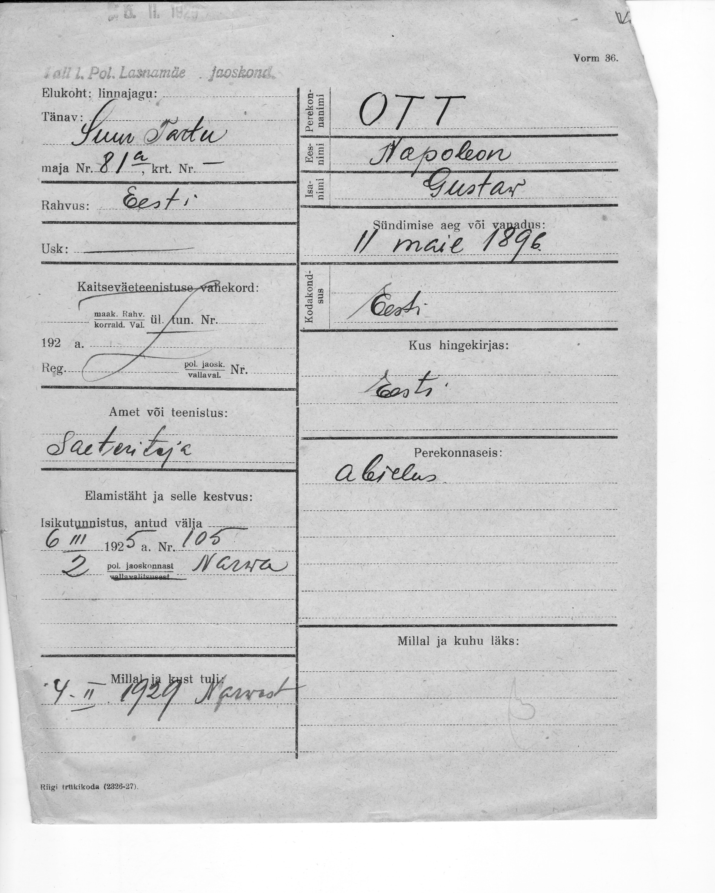 Ott, Napoleon, Gustaw