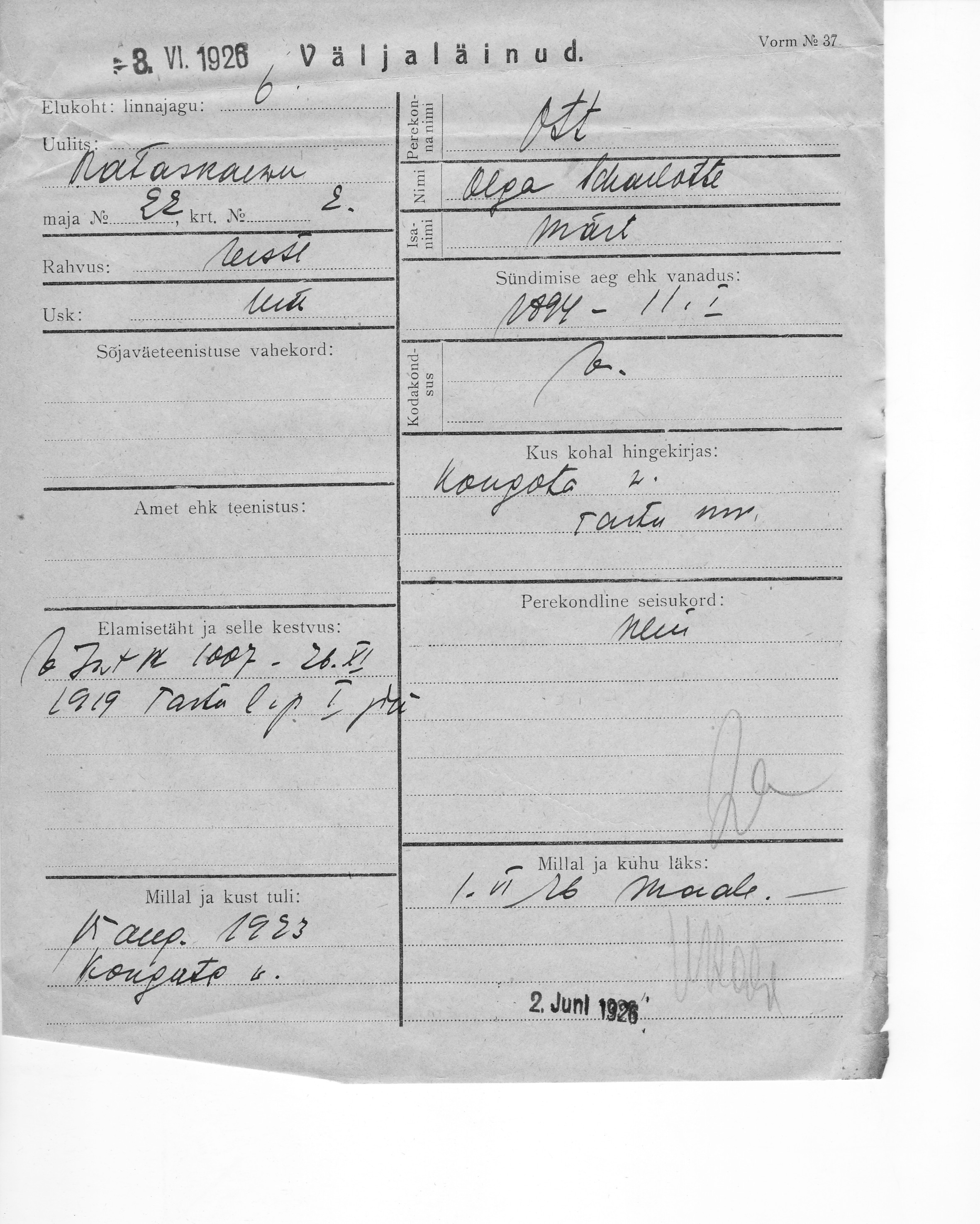 Ott, Olga Scharlotte, Märt