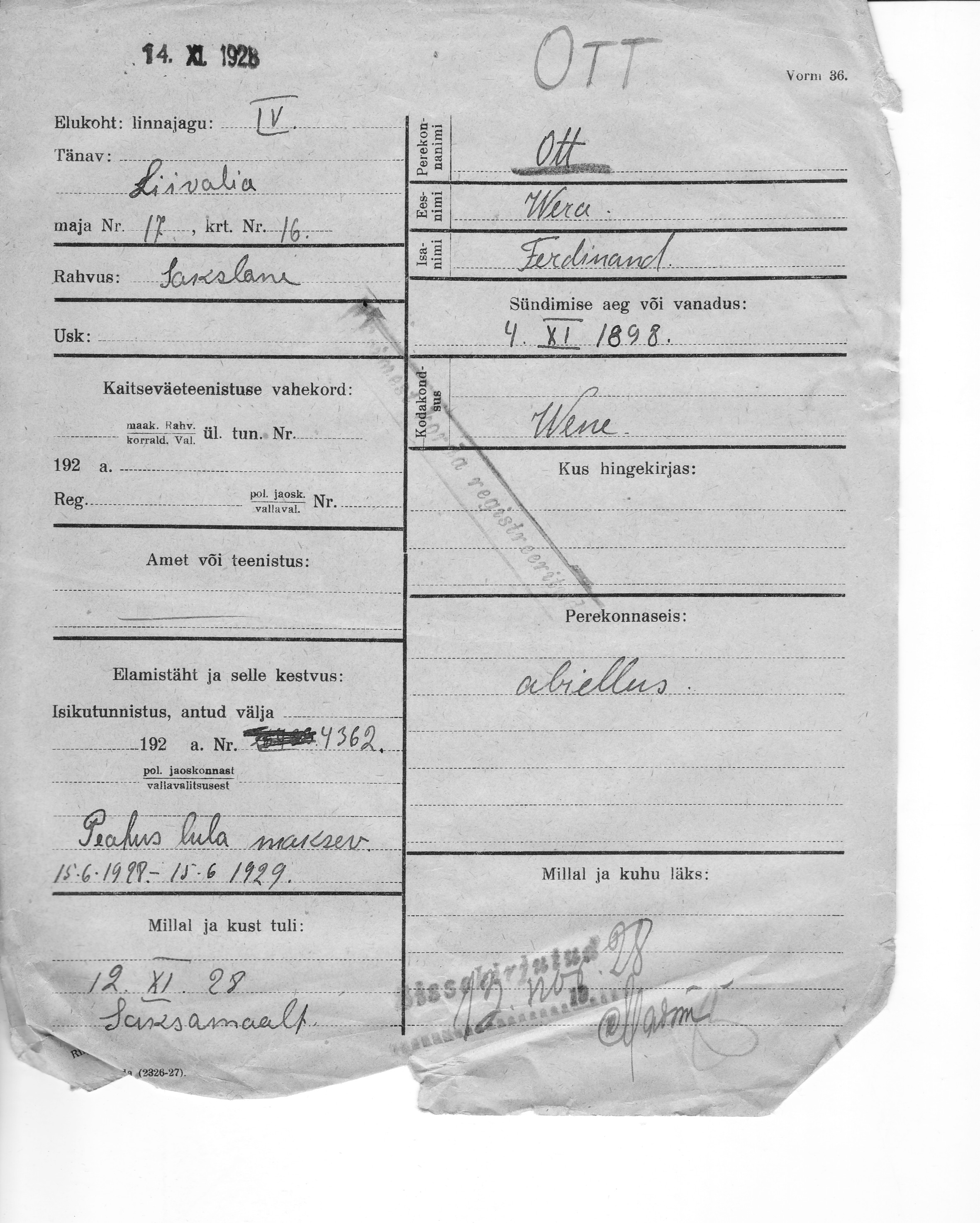 Ott, Wera, Ferdinand