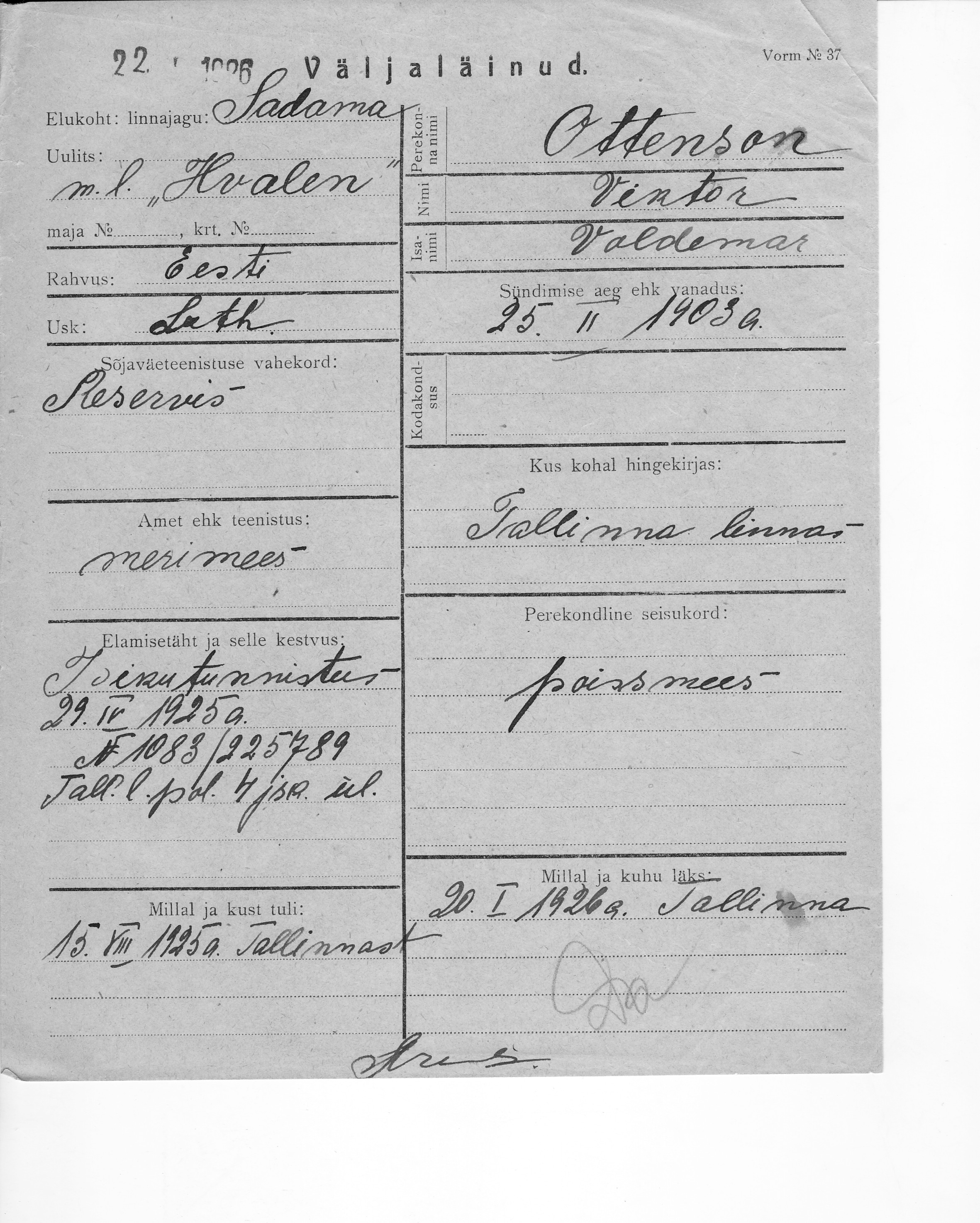 Ottenson, Viktor, Voldemar