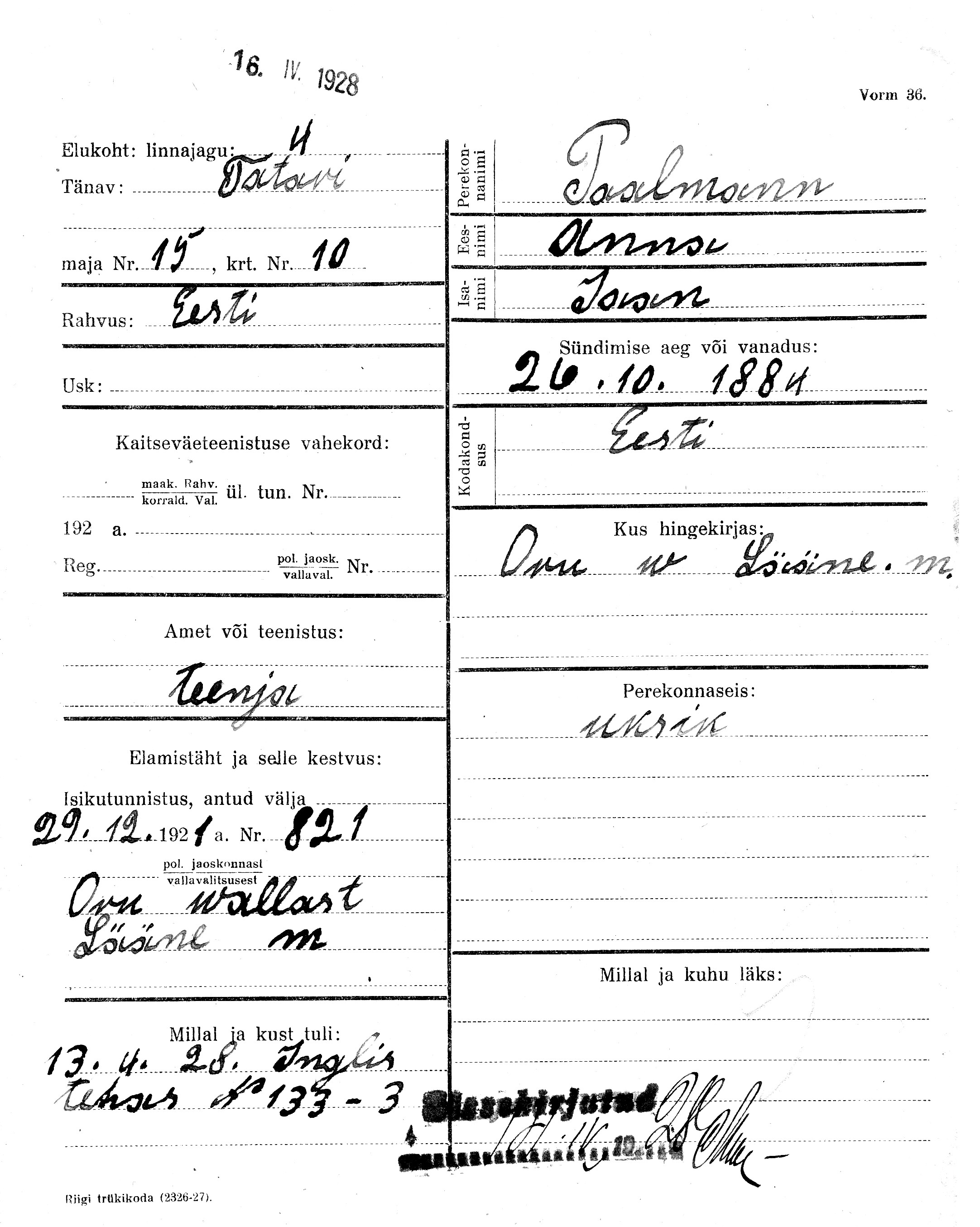 Paalmann, Anna, Jaan