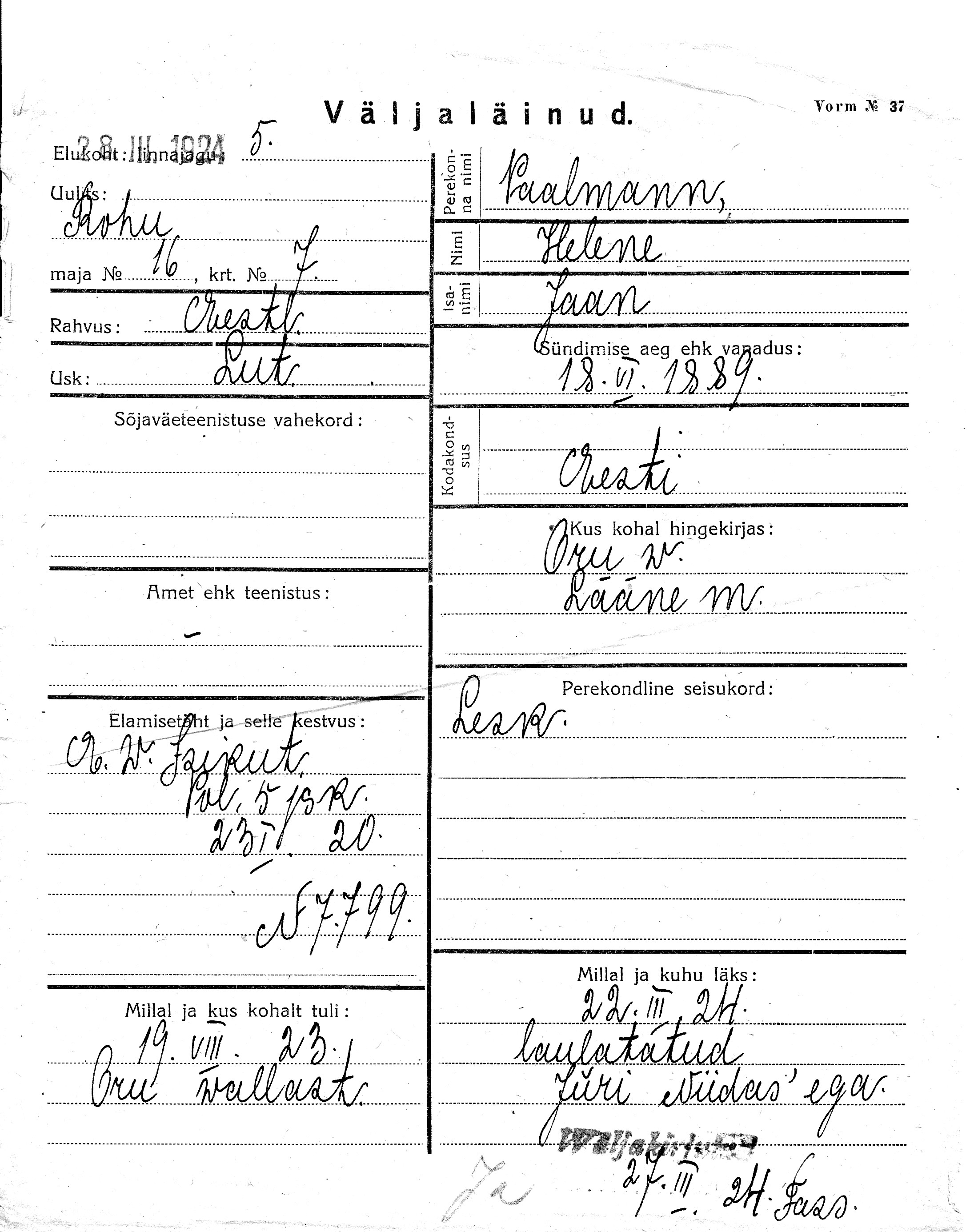 Paalmann, Helene, Jaan