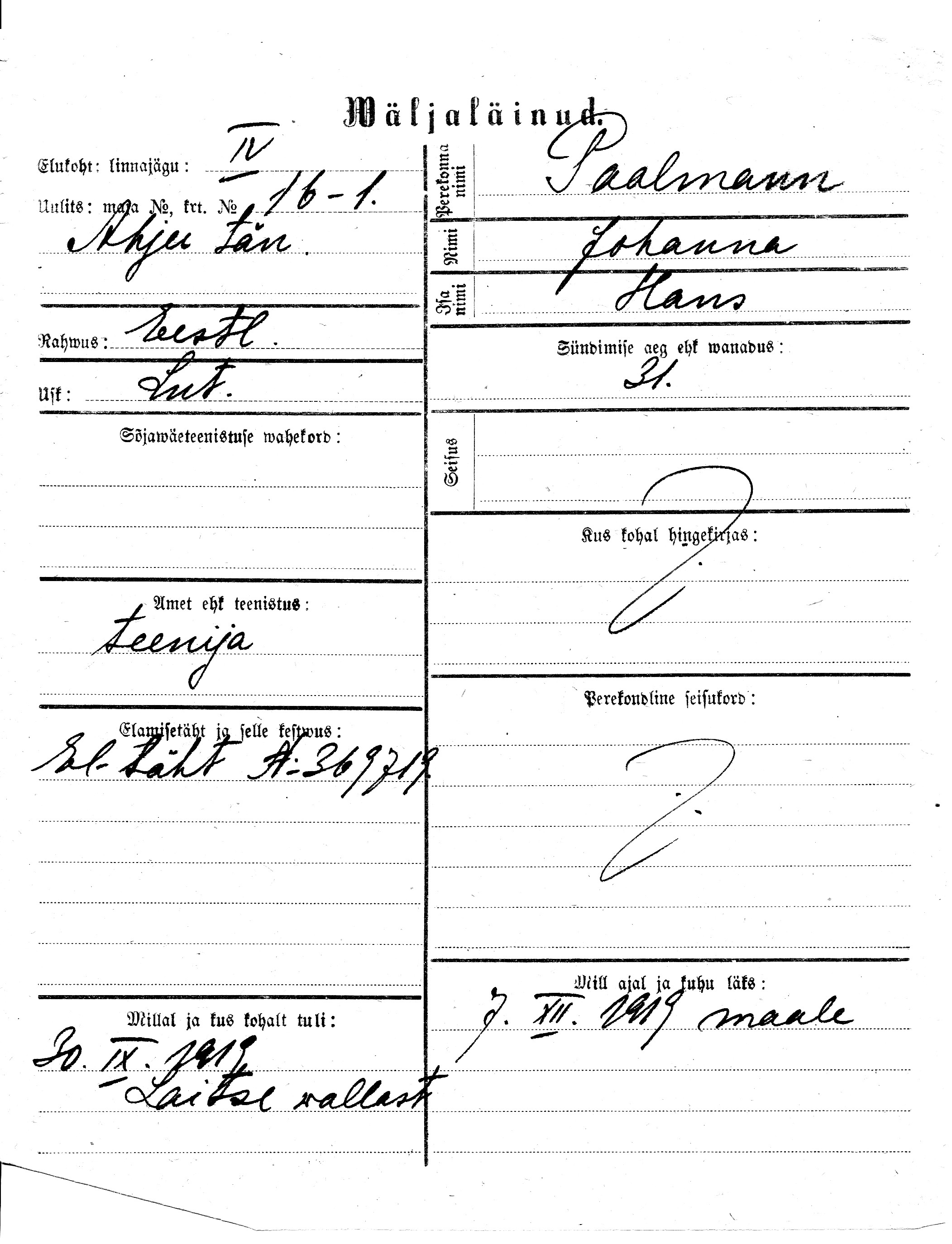 Paalmann, Johanna, Hans