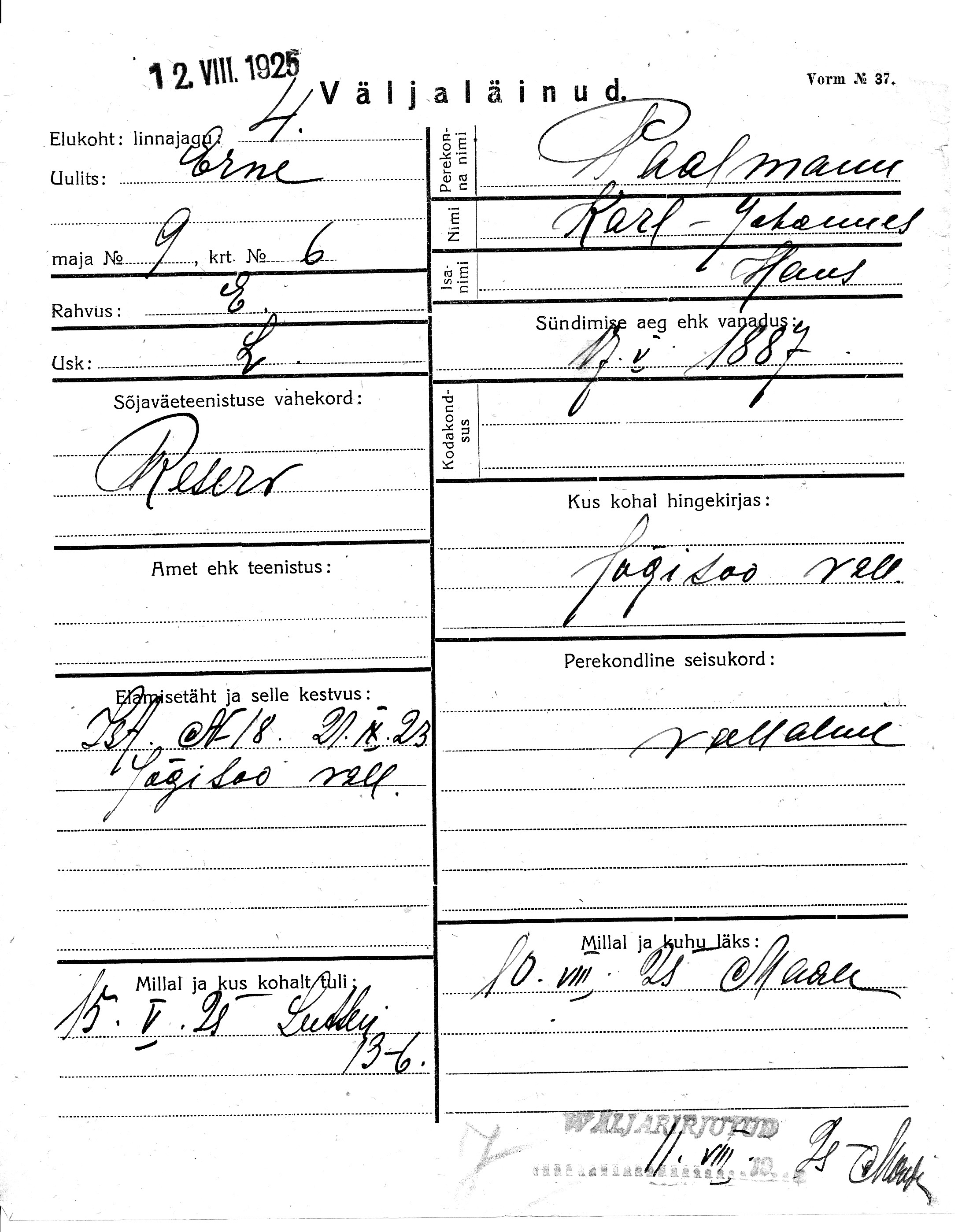 Paalmann, Karl-Johannes, Hans